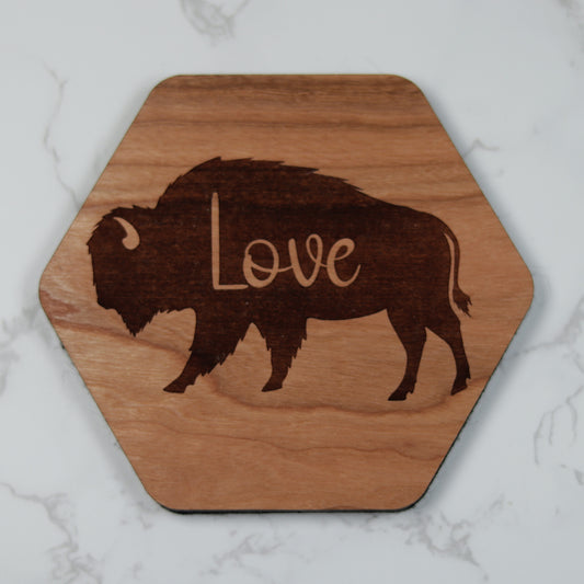 Personalize Bison Coaster Set with Holder