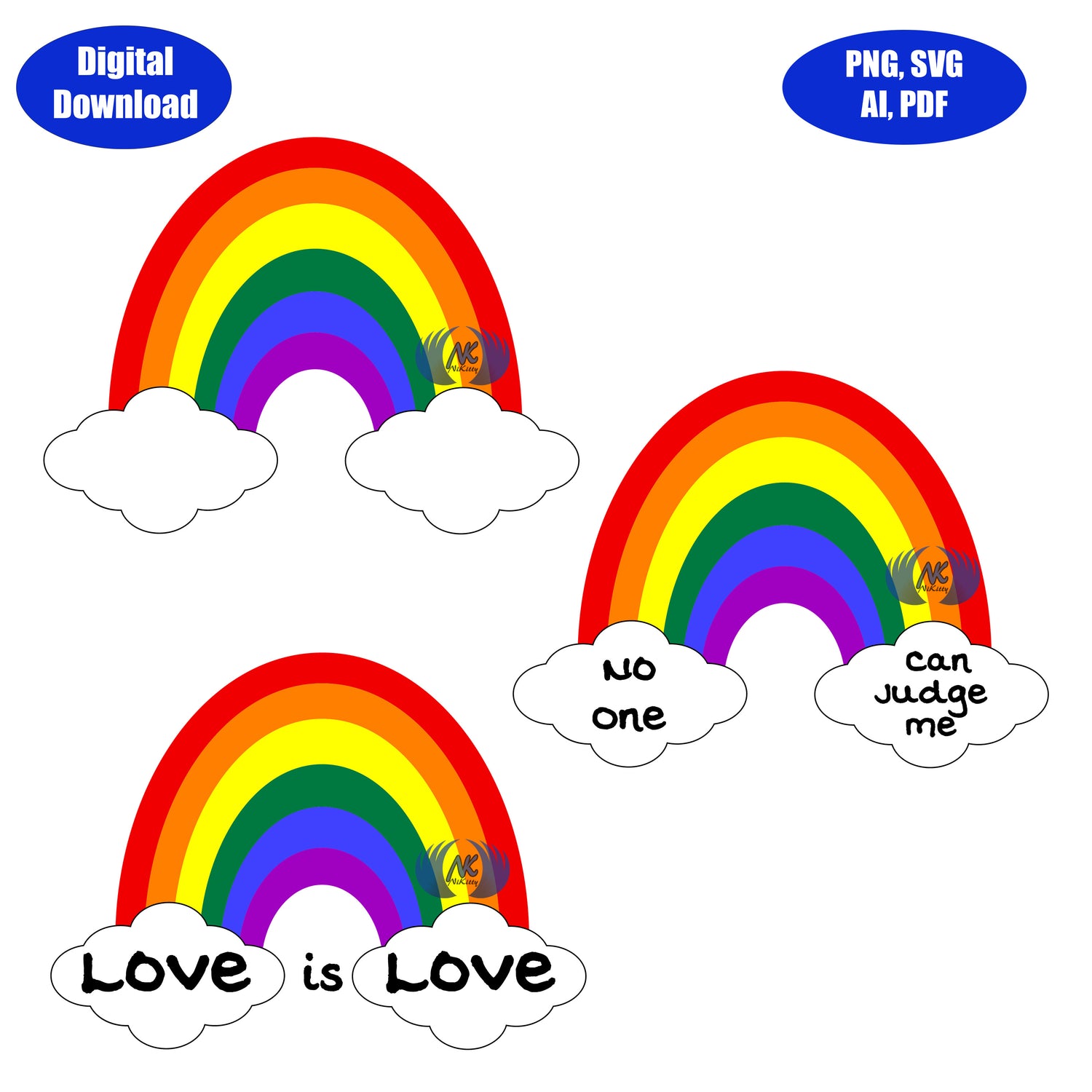 Set of Three Pride Rainbow