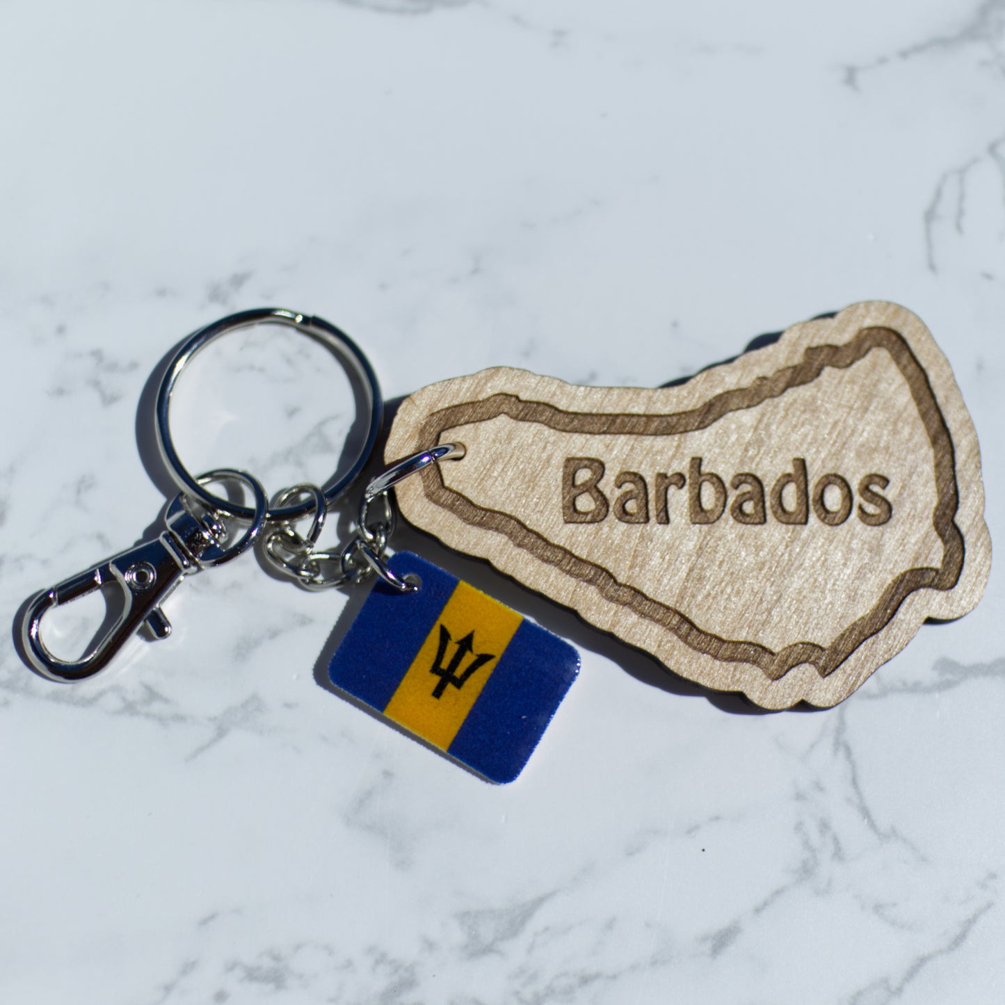 Barbados (Bajan) Wood Keychain