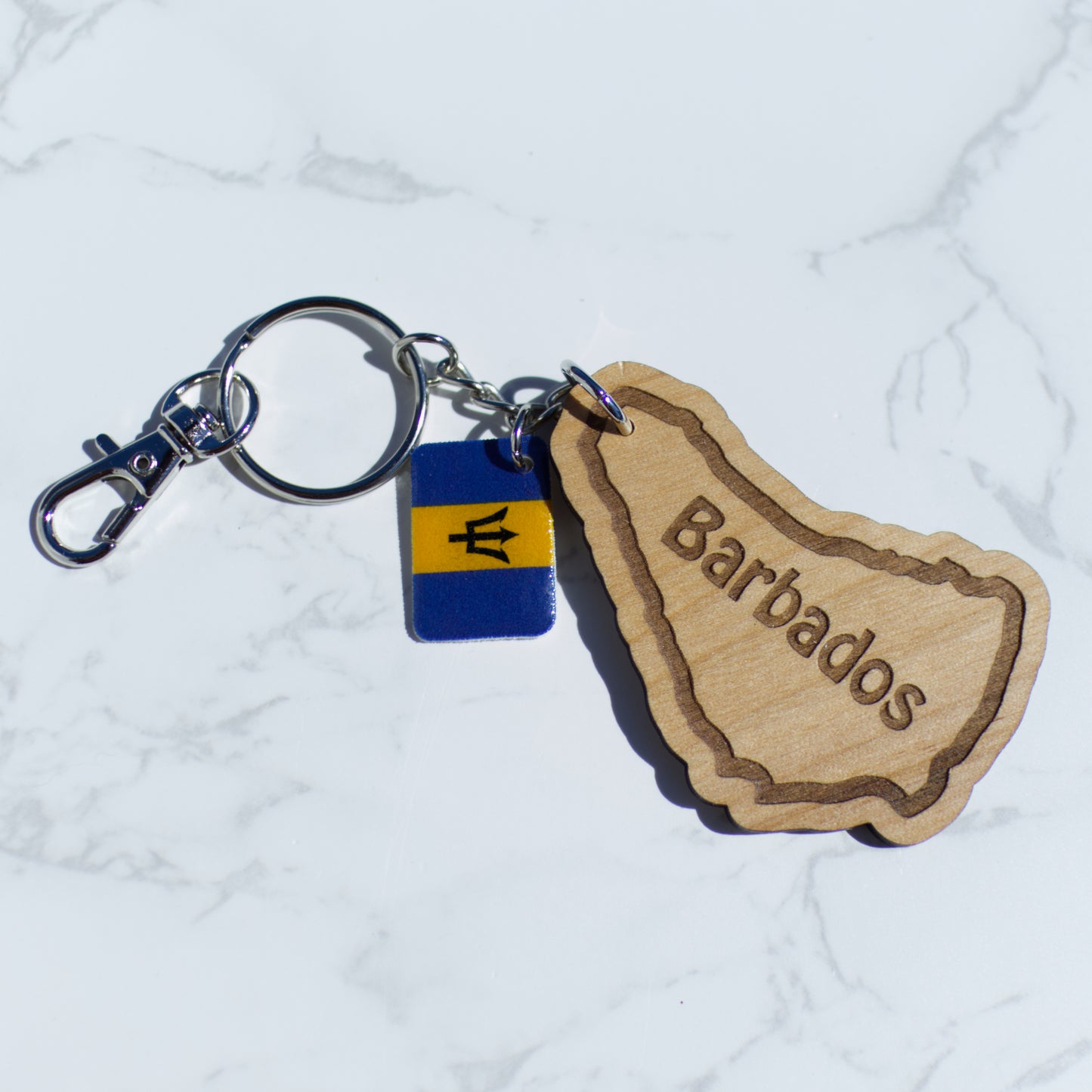 Barbados (Bajan) Wood Keychain