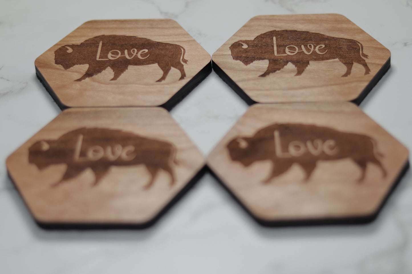 Personalize Bison Coaster Set with Holder