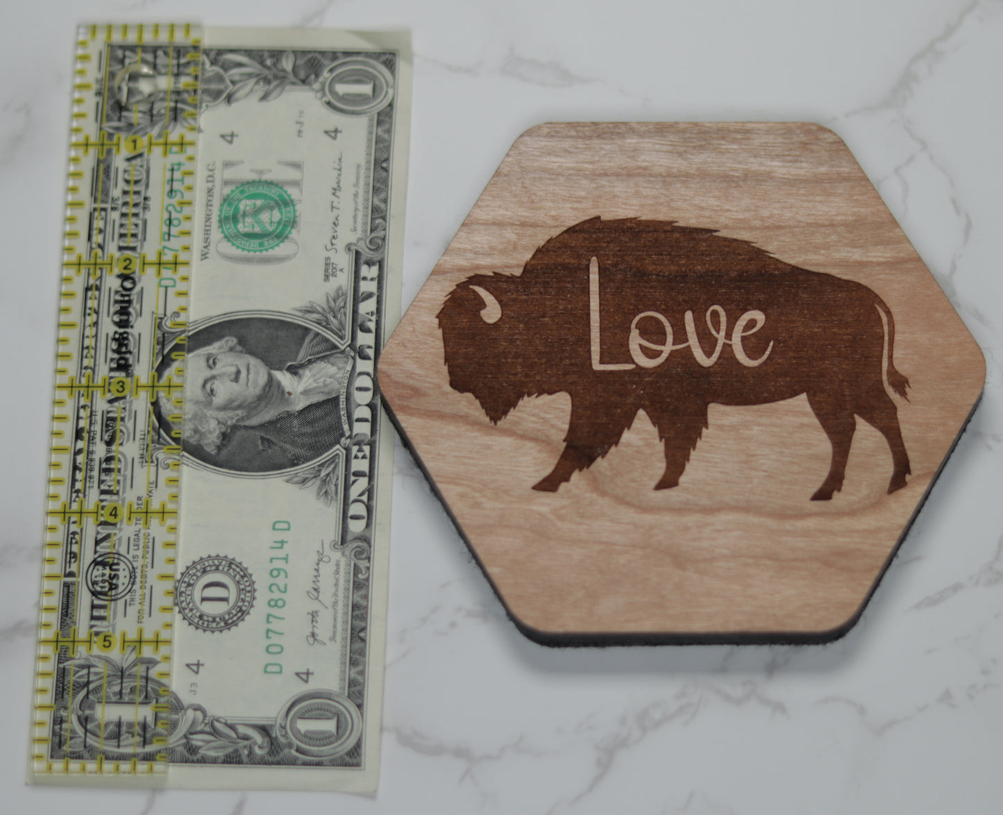 Personalize Bison Coaster Set with Holder