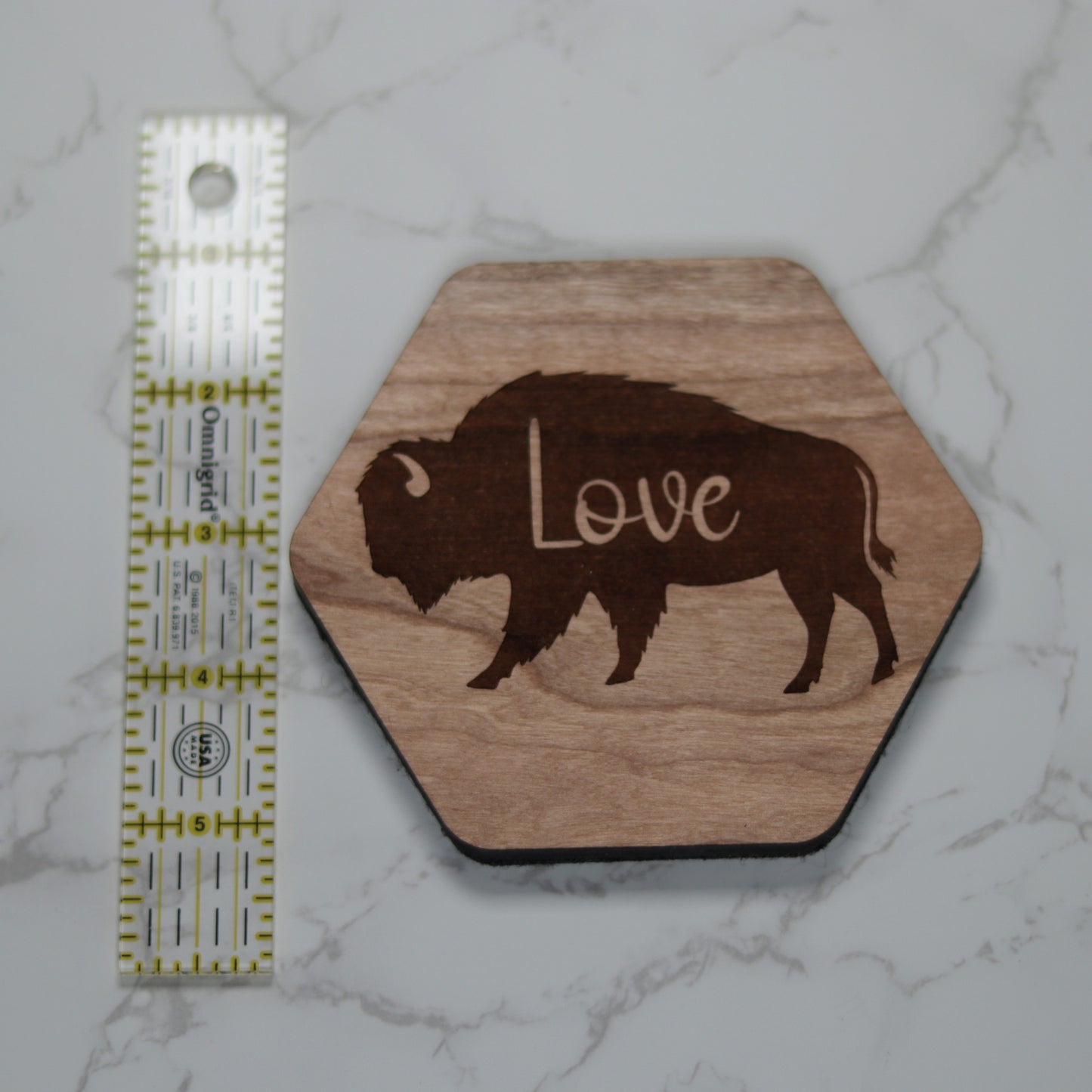 Personalize Bison Coaster Set with Holder