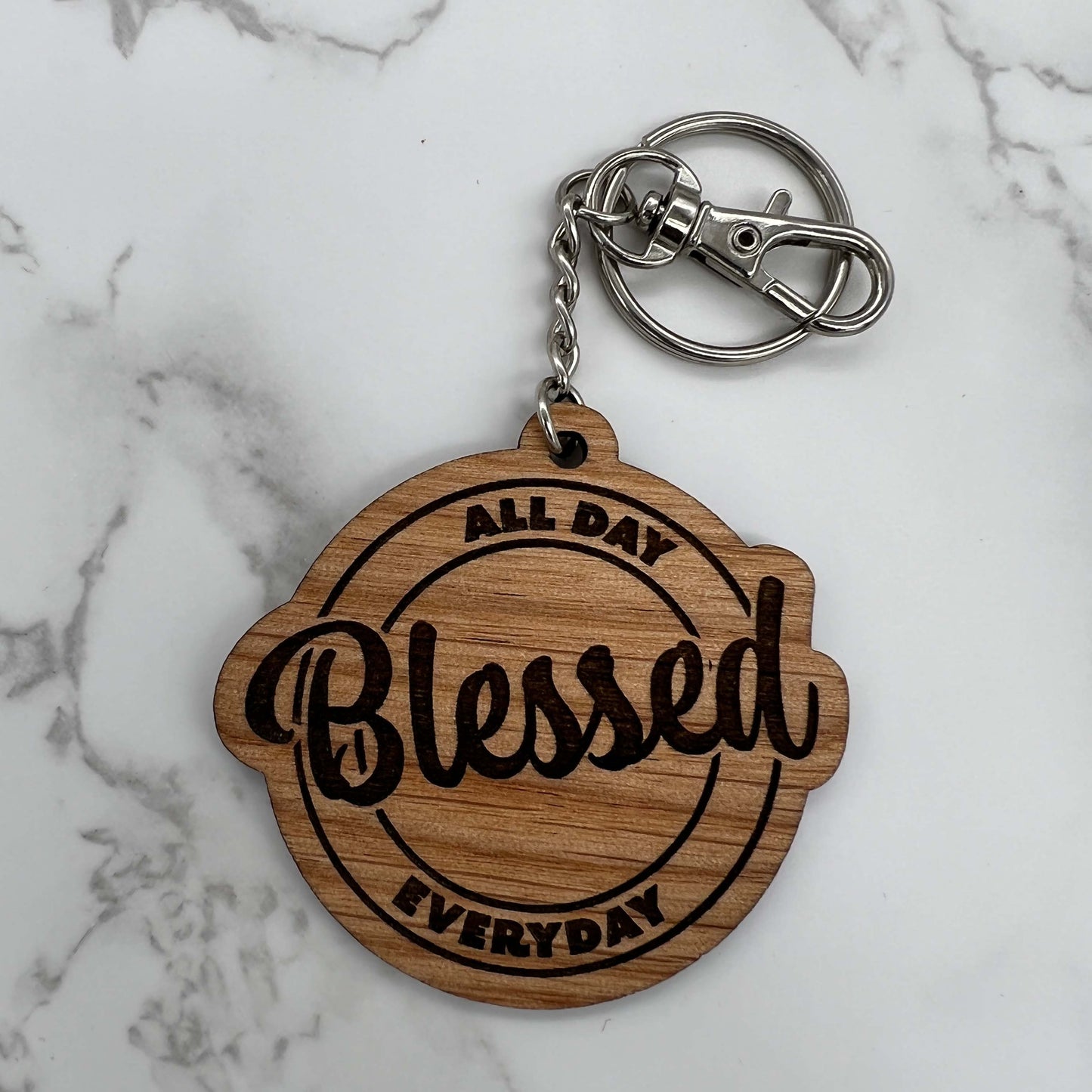 Blessed All Day Everyday Wood Keychain