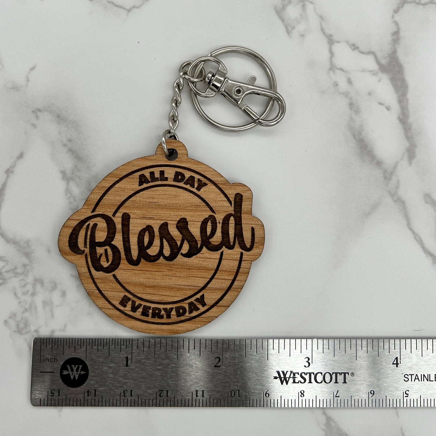 Blessed All Day Everyday Wood Keychain