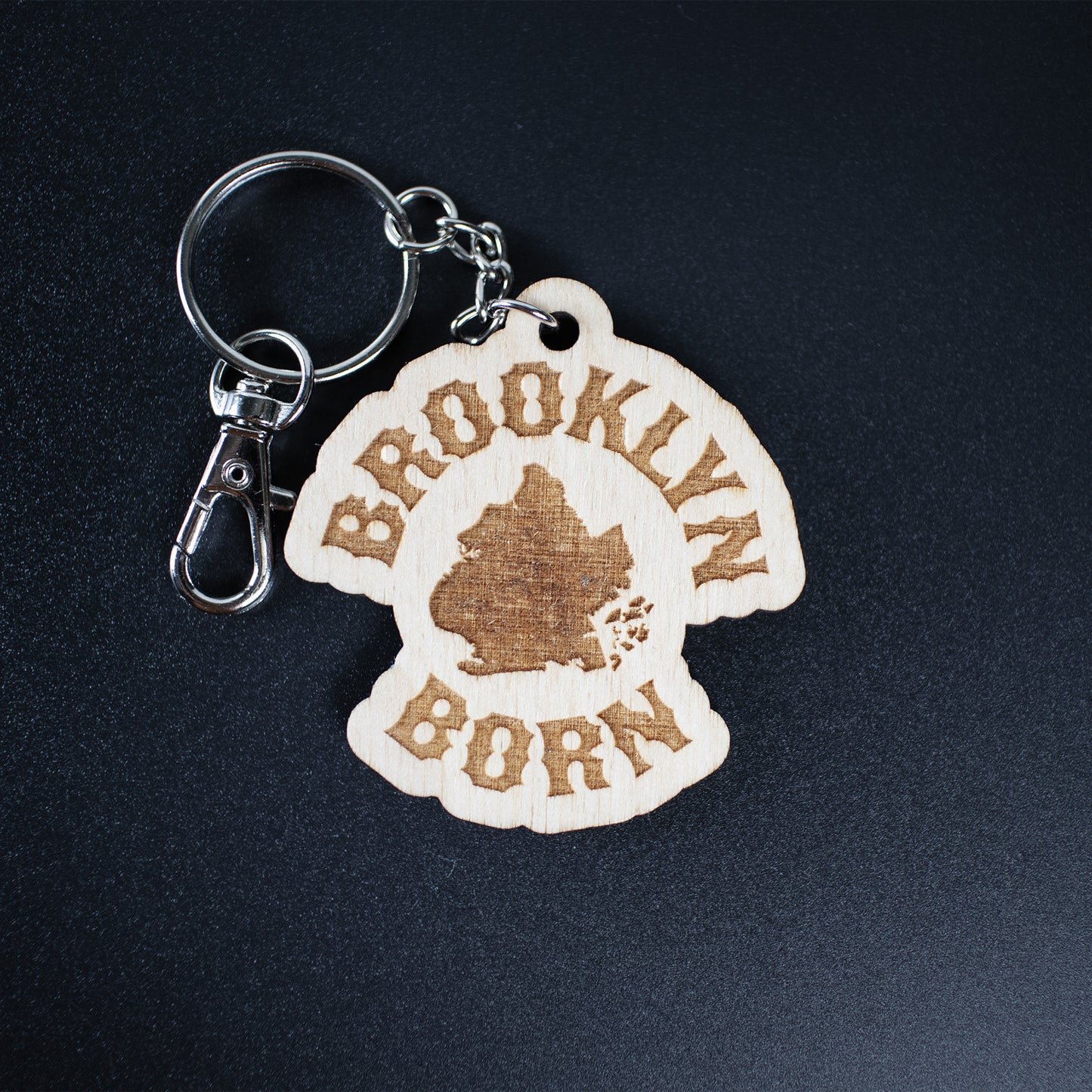 Brooklyn Born, Brooklyn NY Wood Keychain