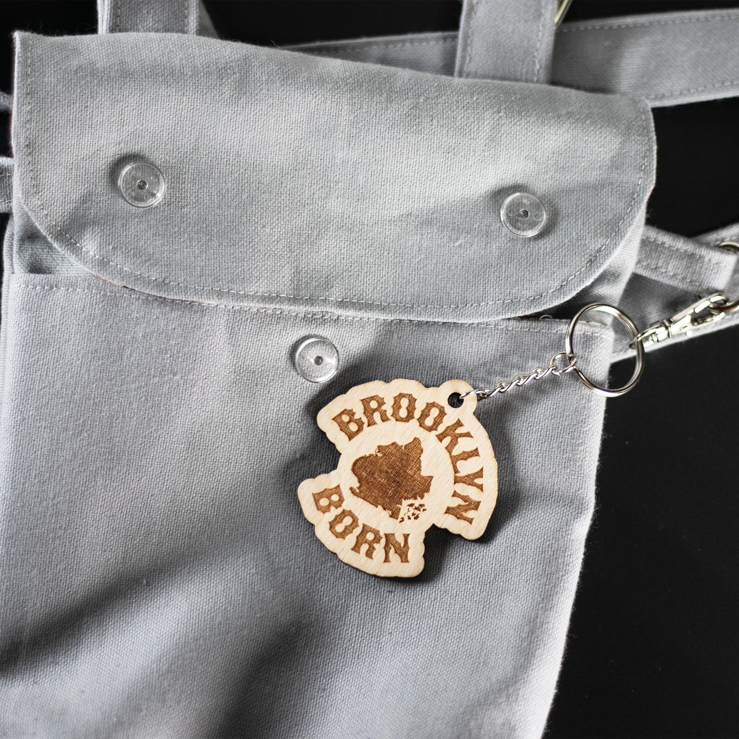 Brooklyn Born, Brooklyn NY Wood Keychain