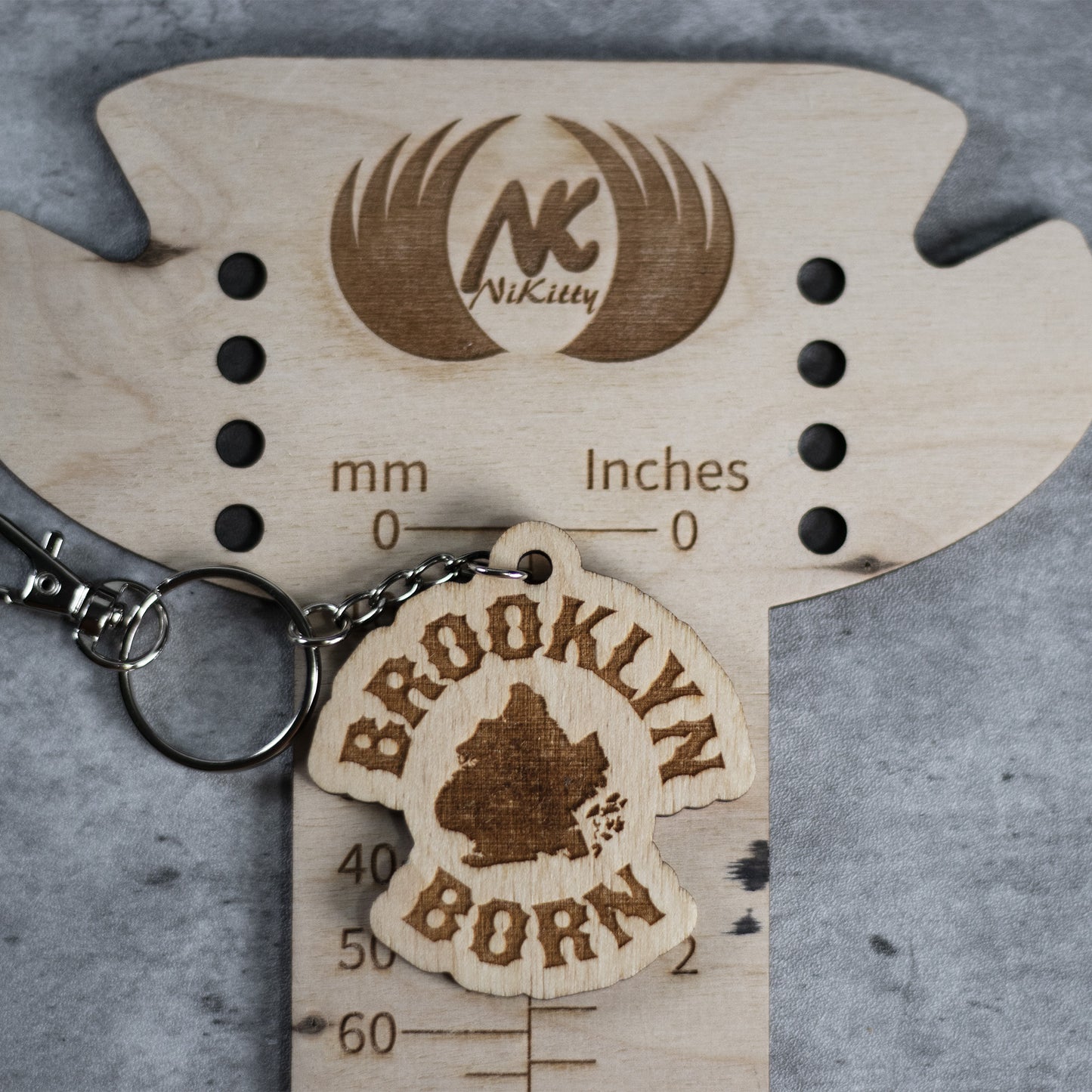 Brooklyn Born, Brooklyn NY Wood Keychain