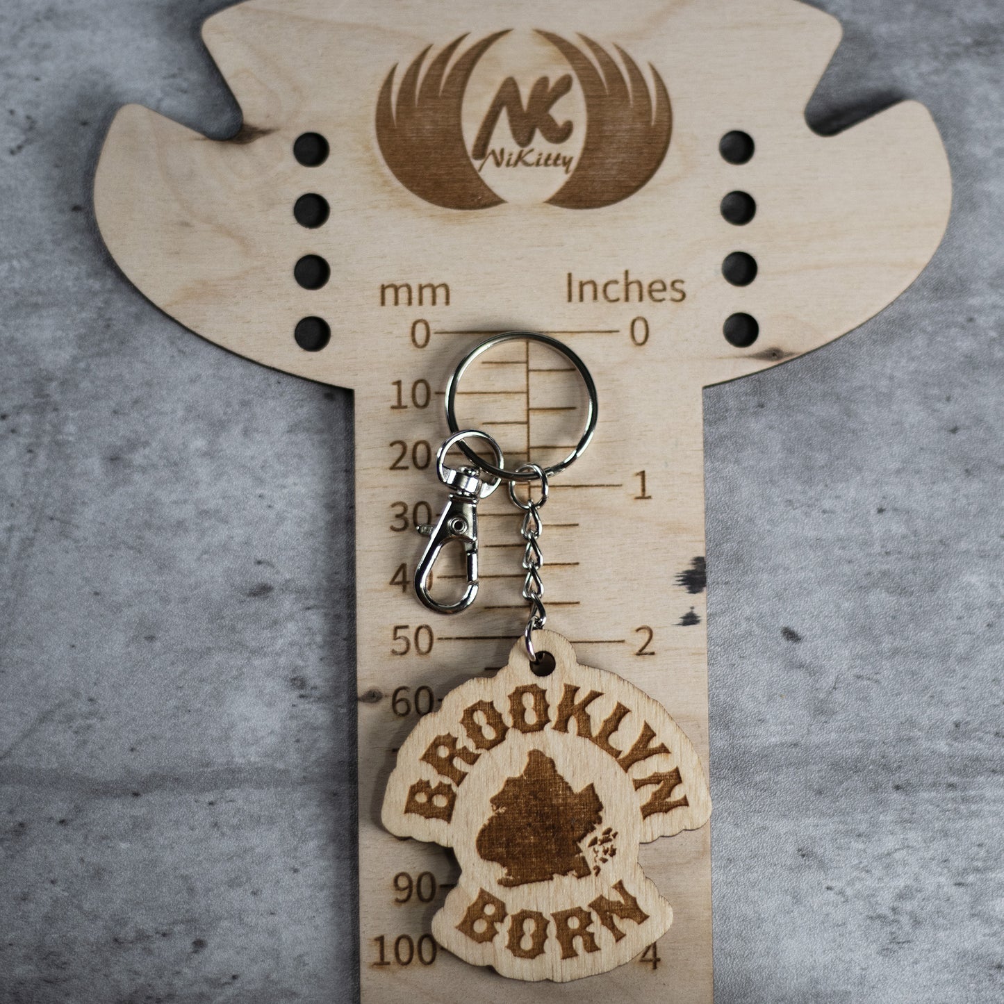 Brooklyn Born, Brooklyn NY Wood Keychain