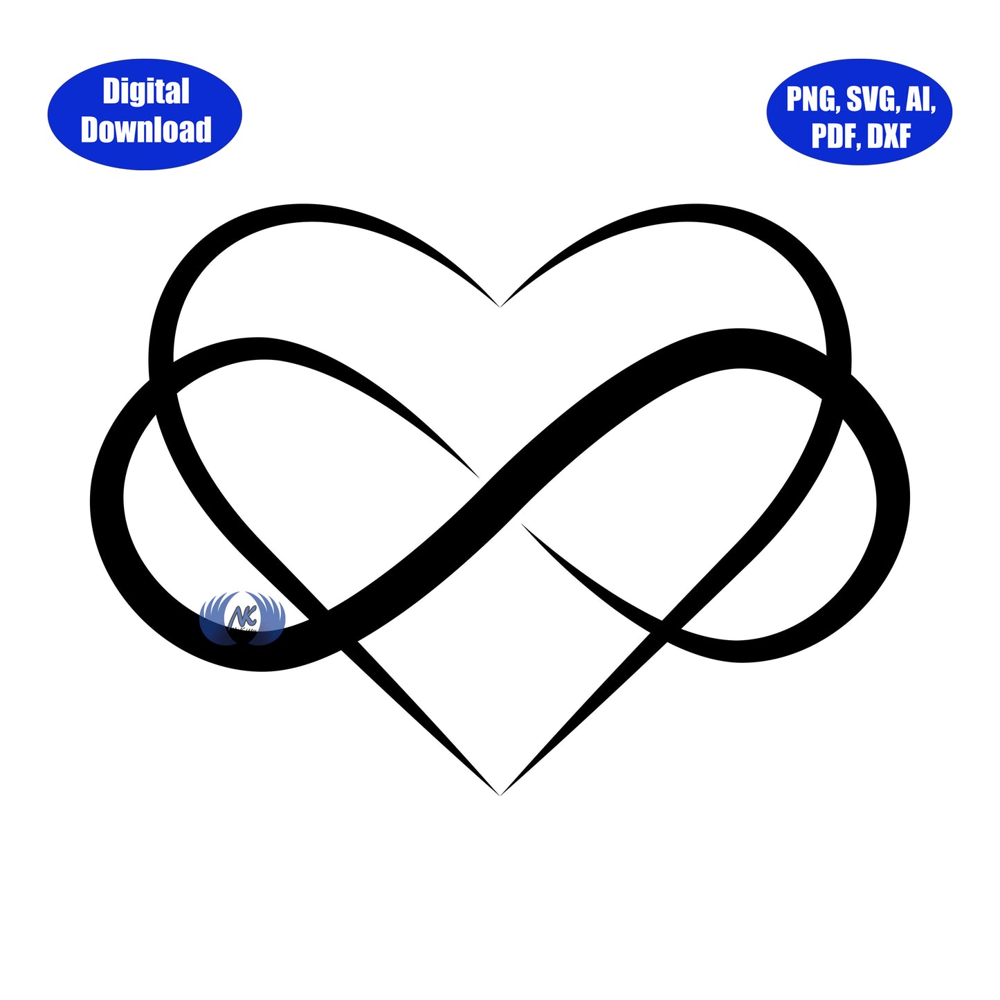 Infinity Heart SVG, DXF, Adobe Illustrator & PNG Download Only