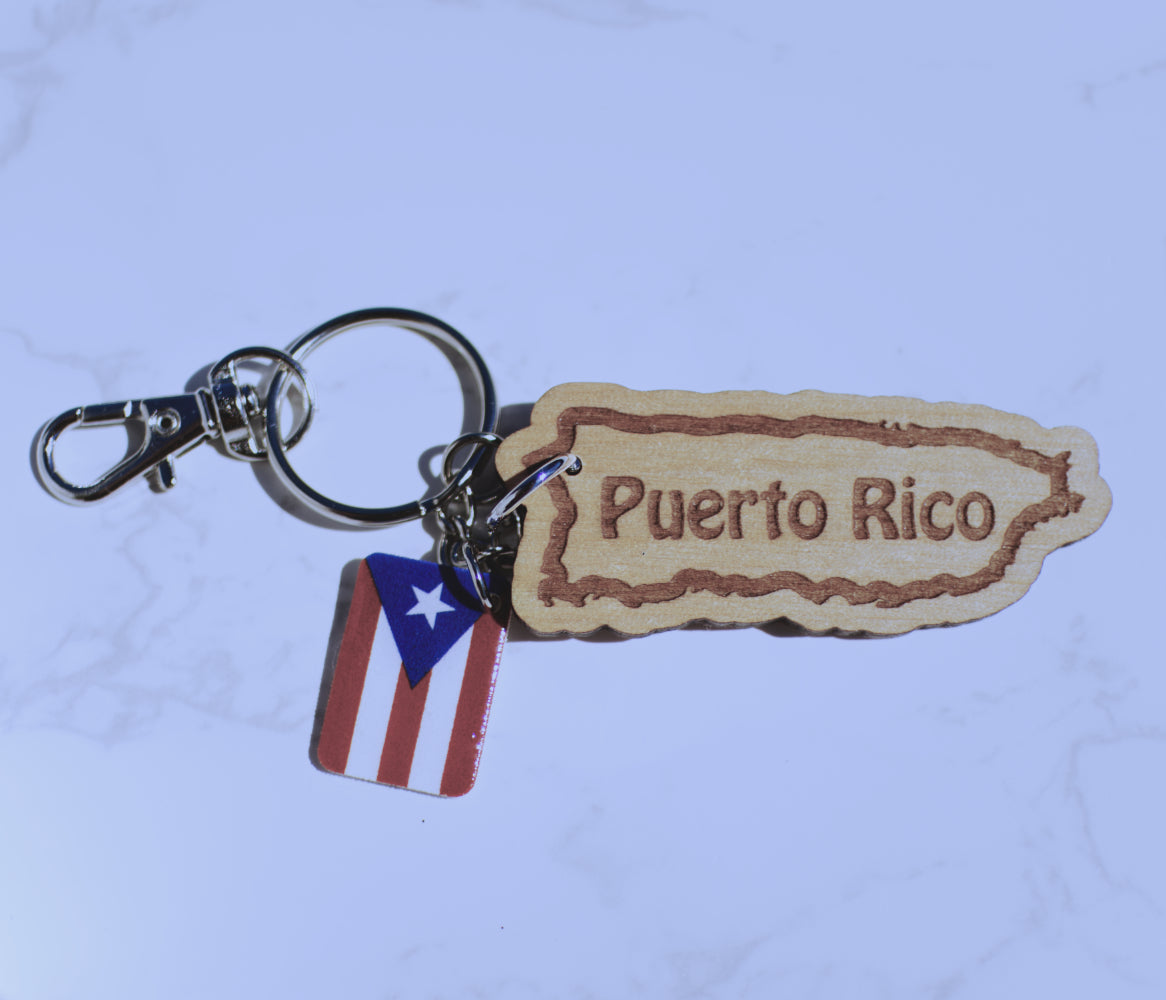 Puerto Rico Wood Keychain