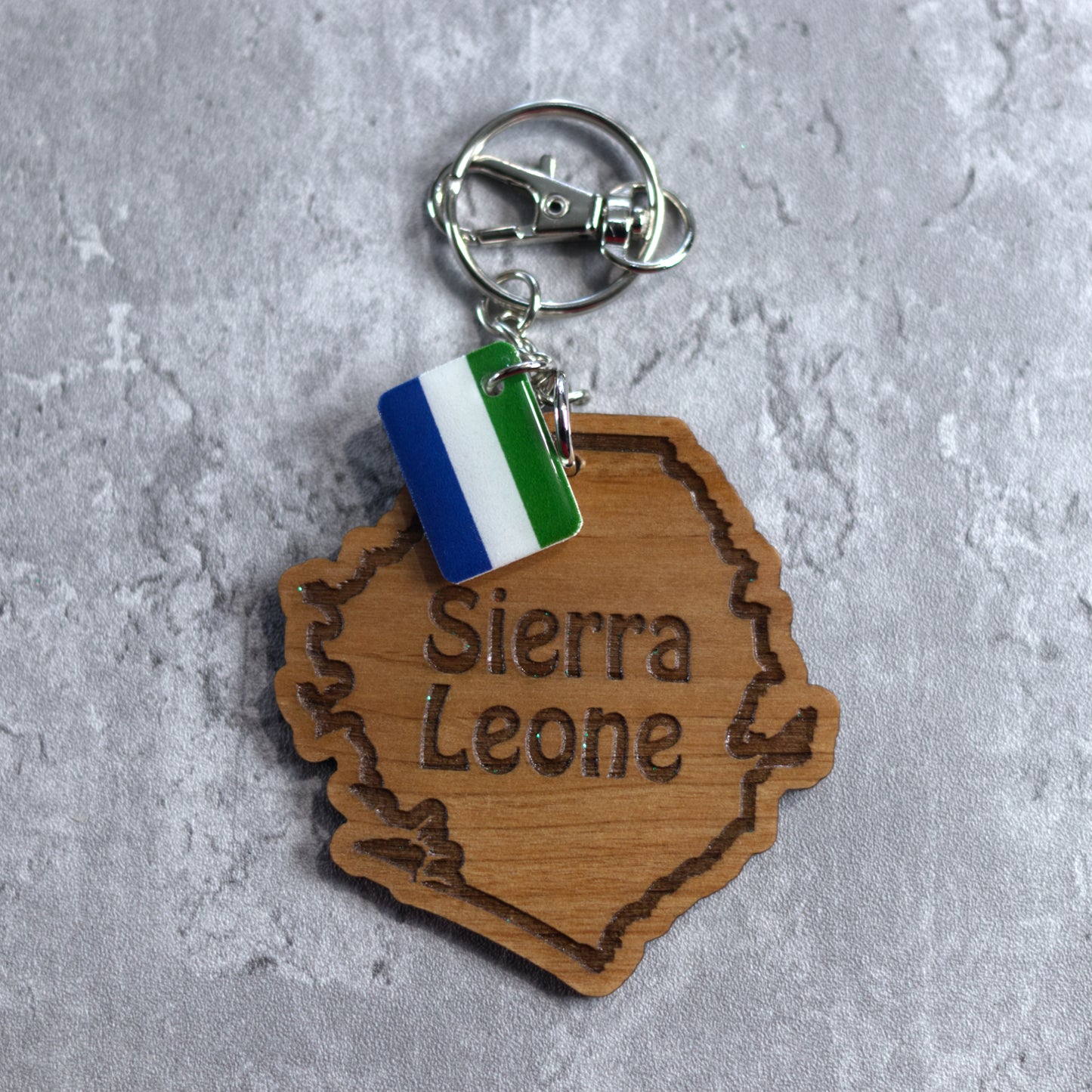 Sierra Leone Wood Keychain