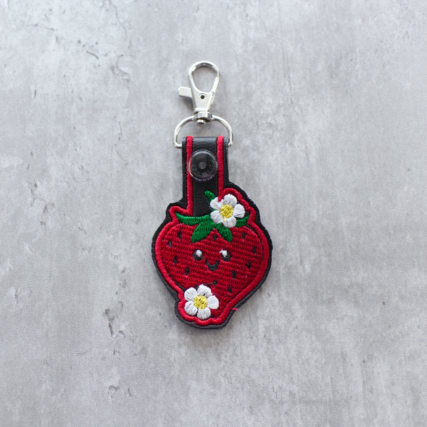 Embroidered Strawberry Kawaii Keychain/Key Fob