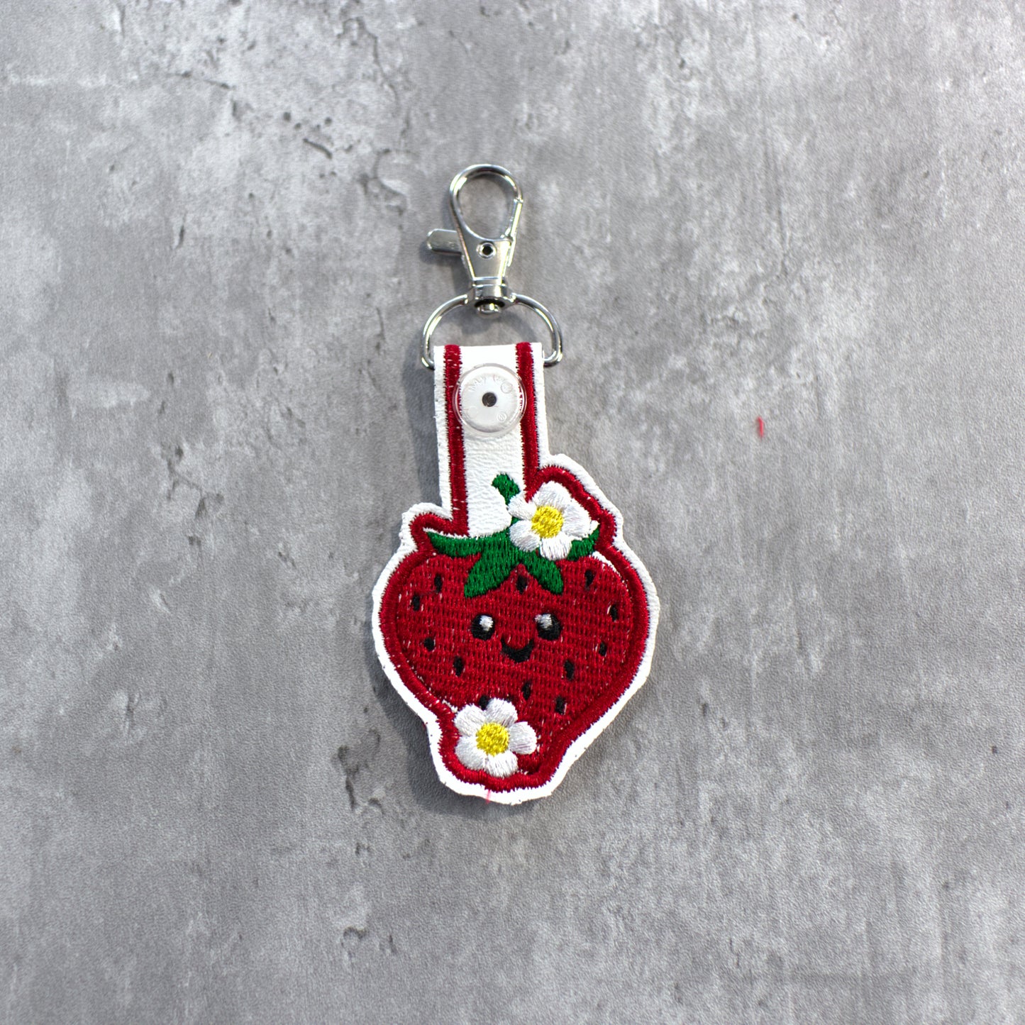 Embroidered Strawberry Kawaii Keychain/Key Fob