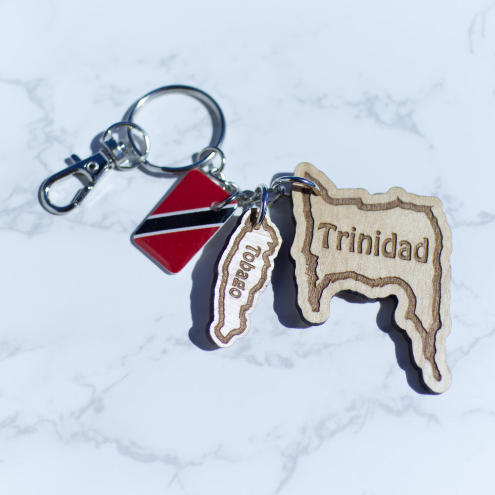 Trinidad and Tobago Wood Keychain