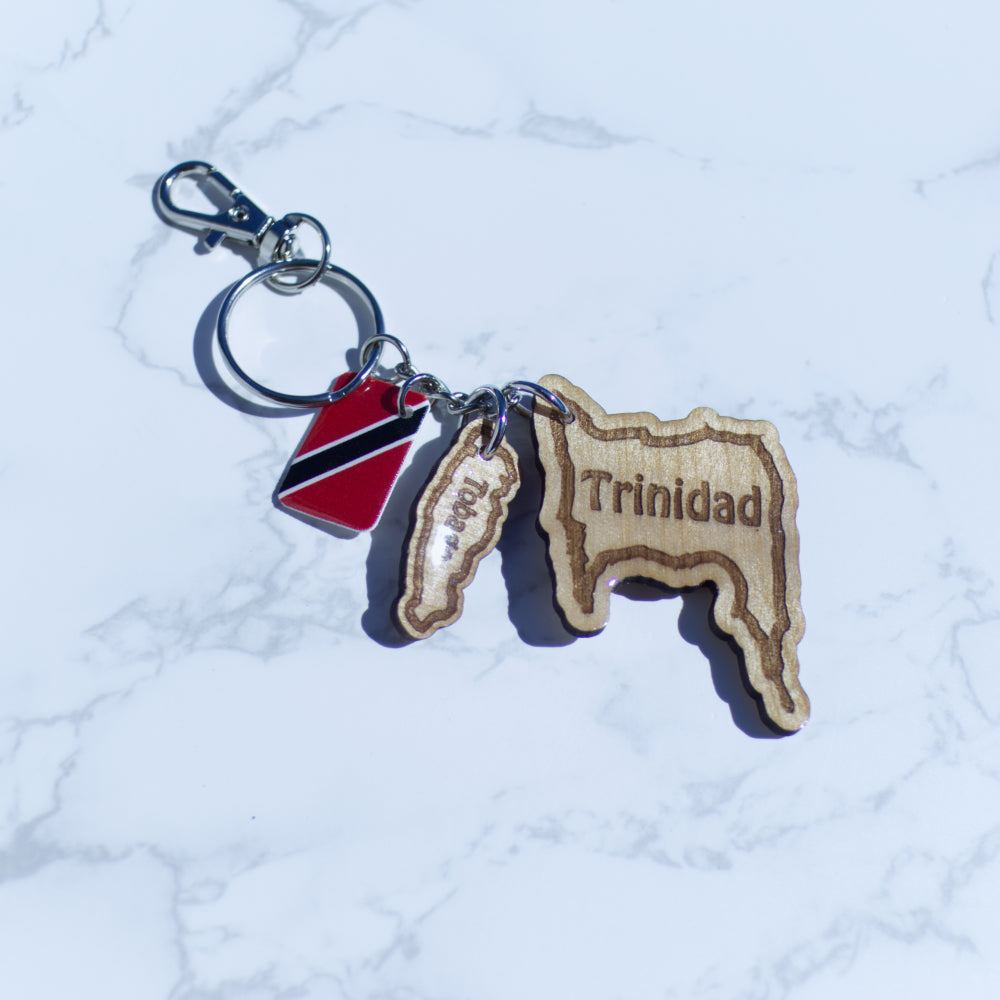 Trinidad and Tobago Wood Keychain