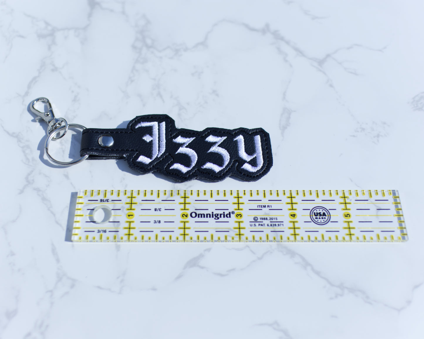 Custom Name Keychain on Black Vinyl