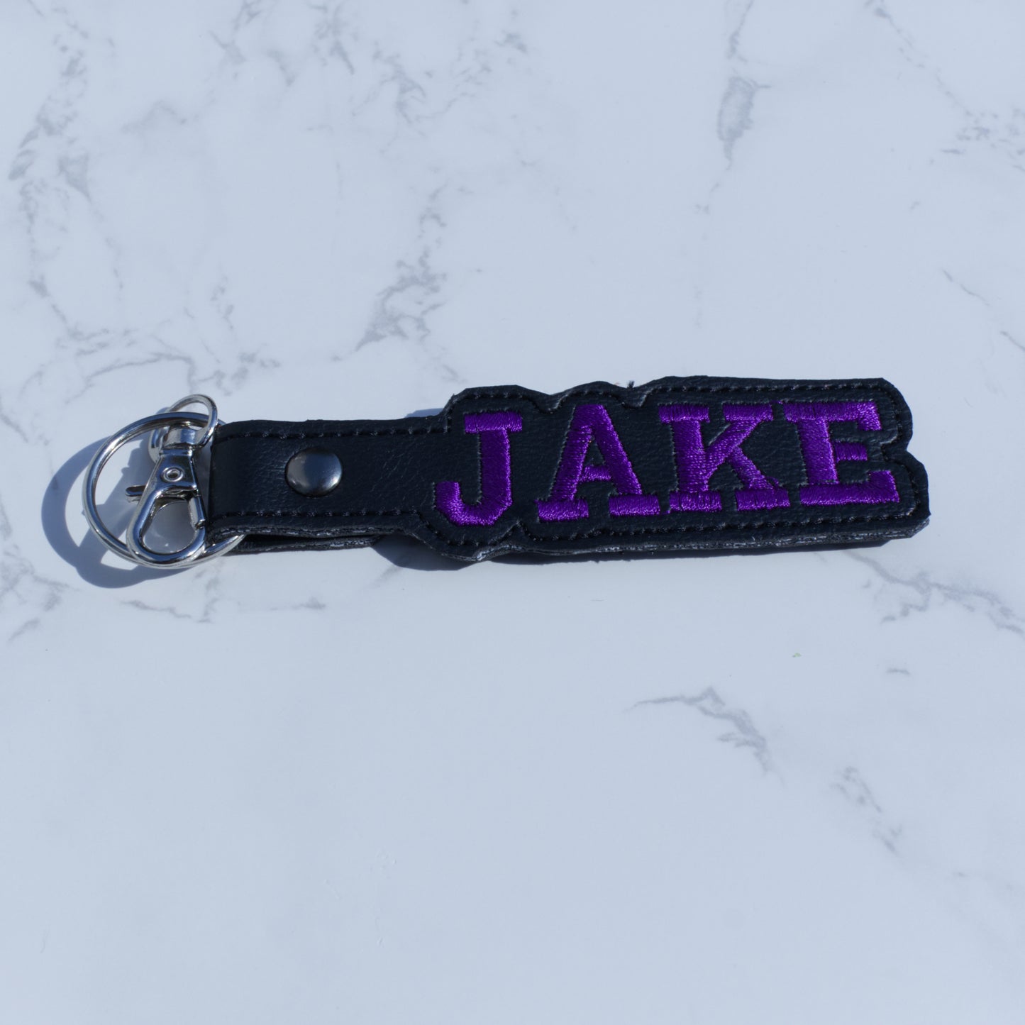 Custom Name Keychain on Black Vinyl