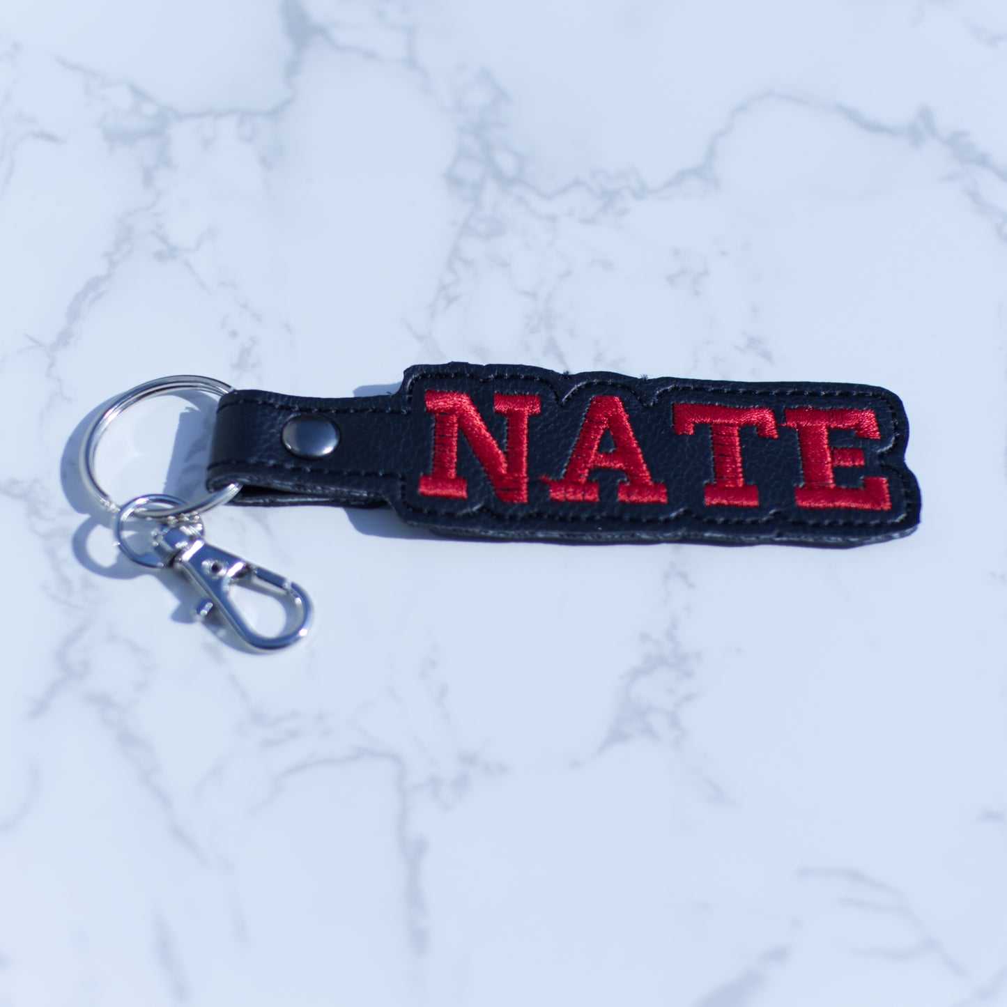 Custom Name Keychain on Black Vinyl