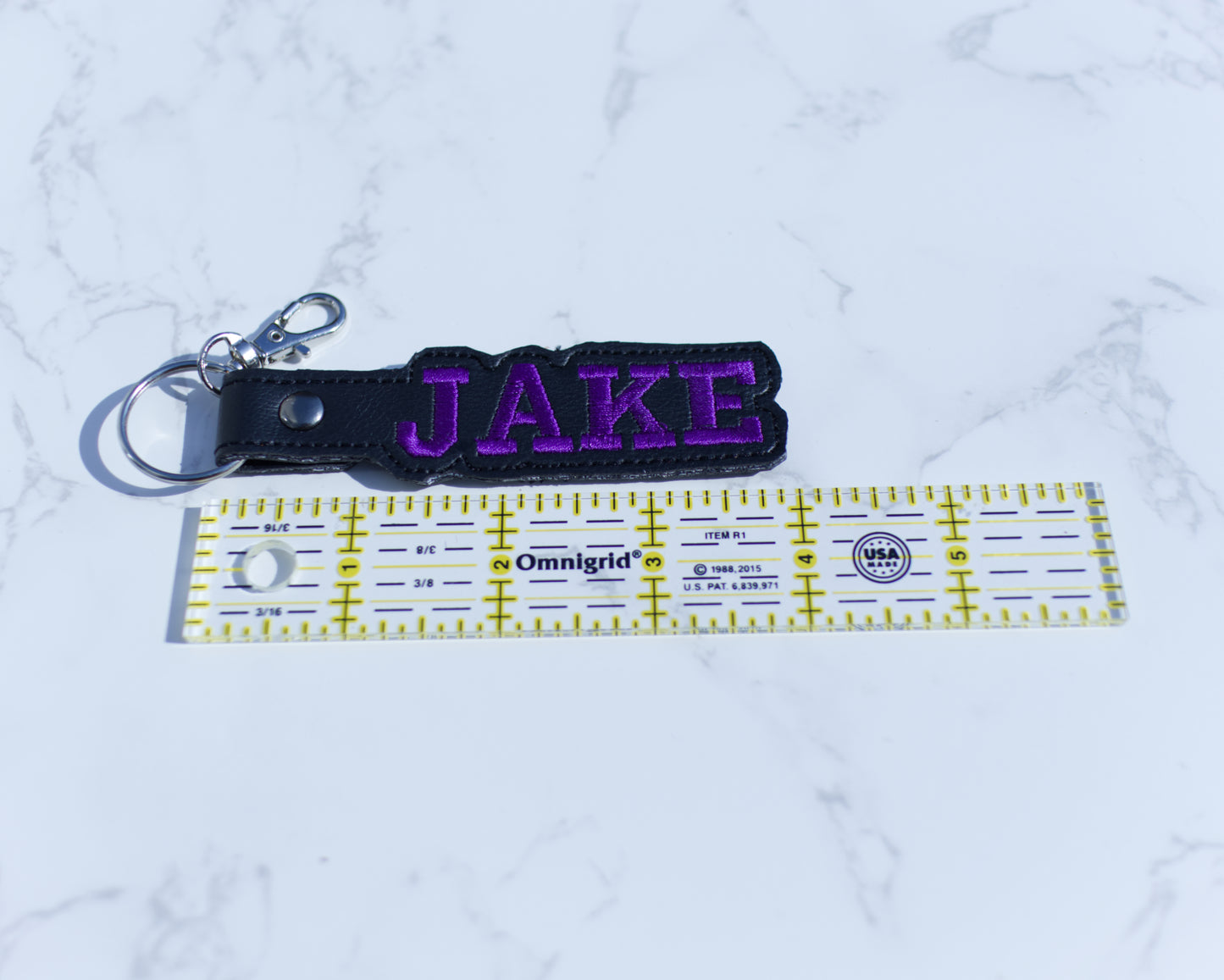 Custom Name Keychain on Black Vinyl