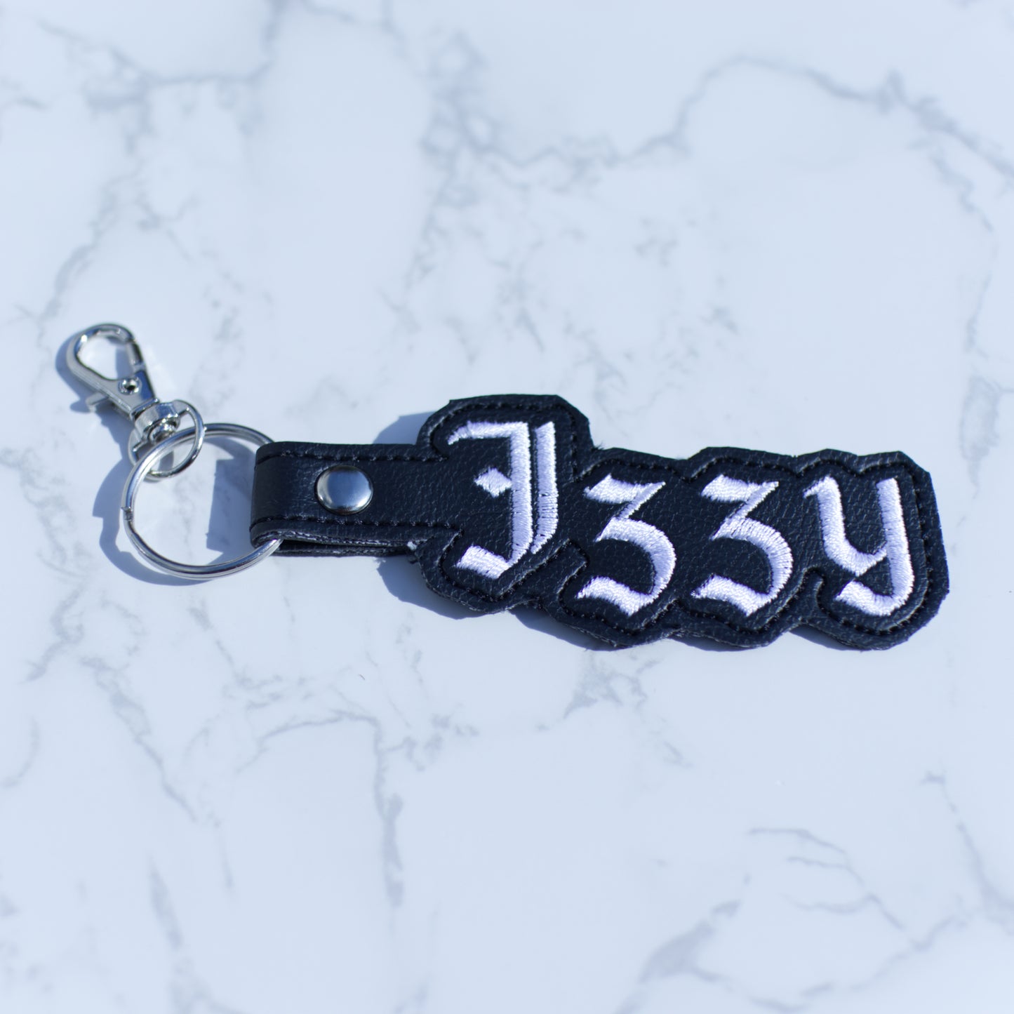 Custom Name Keychain on Black Vinyl