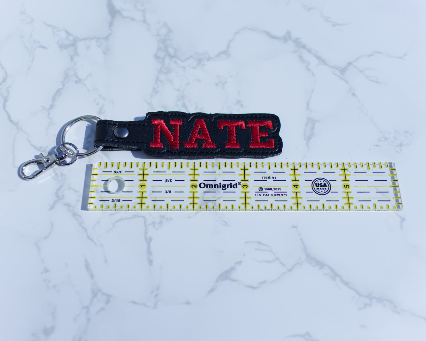 Custom Name Keychain on Black Vinyl