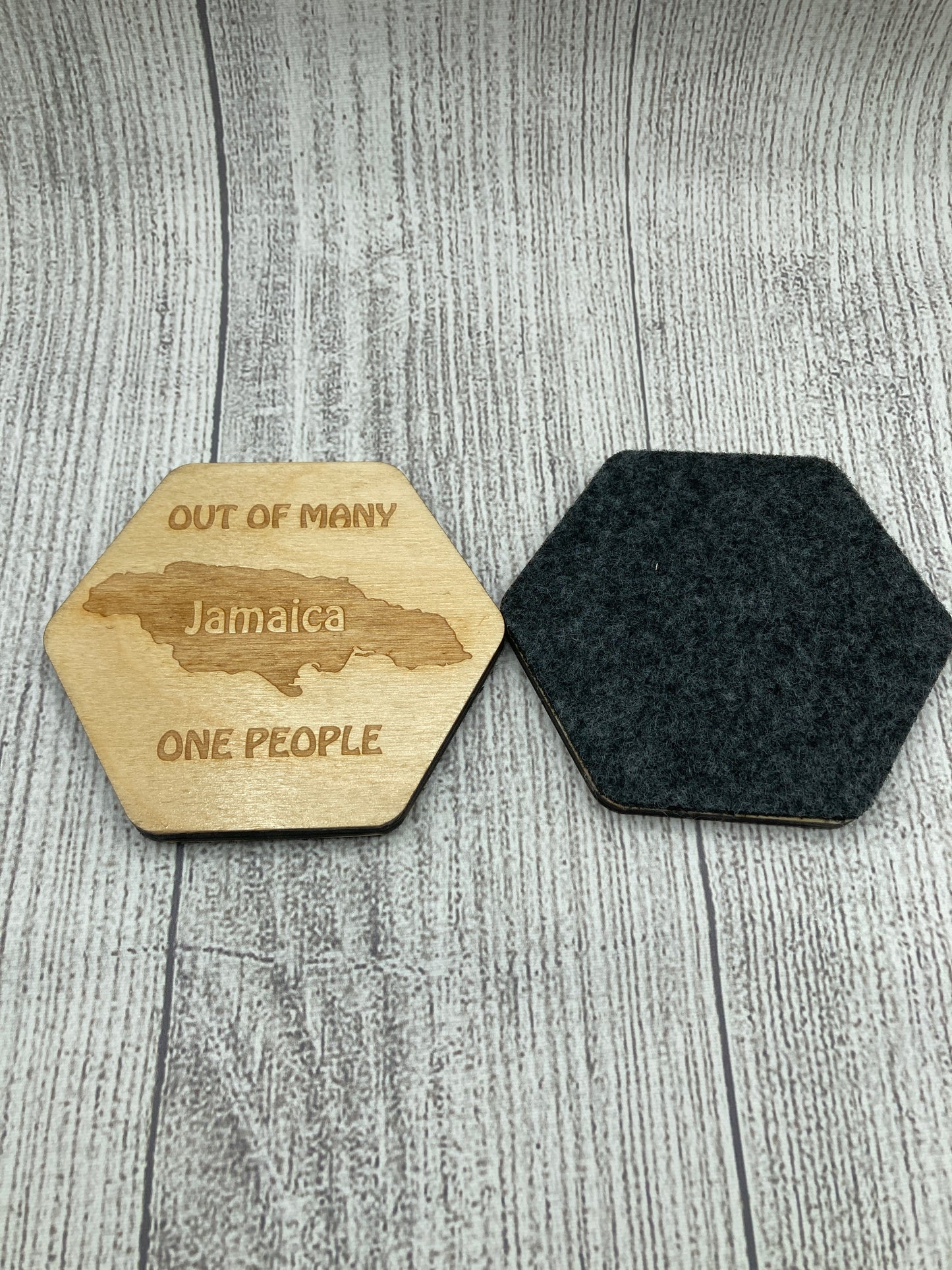 Jamaica Coaster Set with Holder: Out of Many, One People