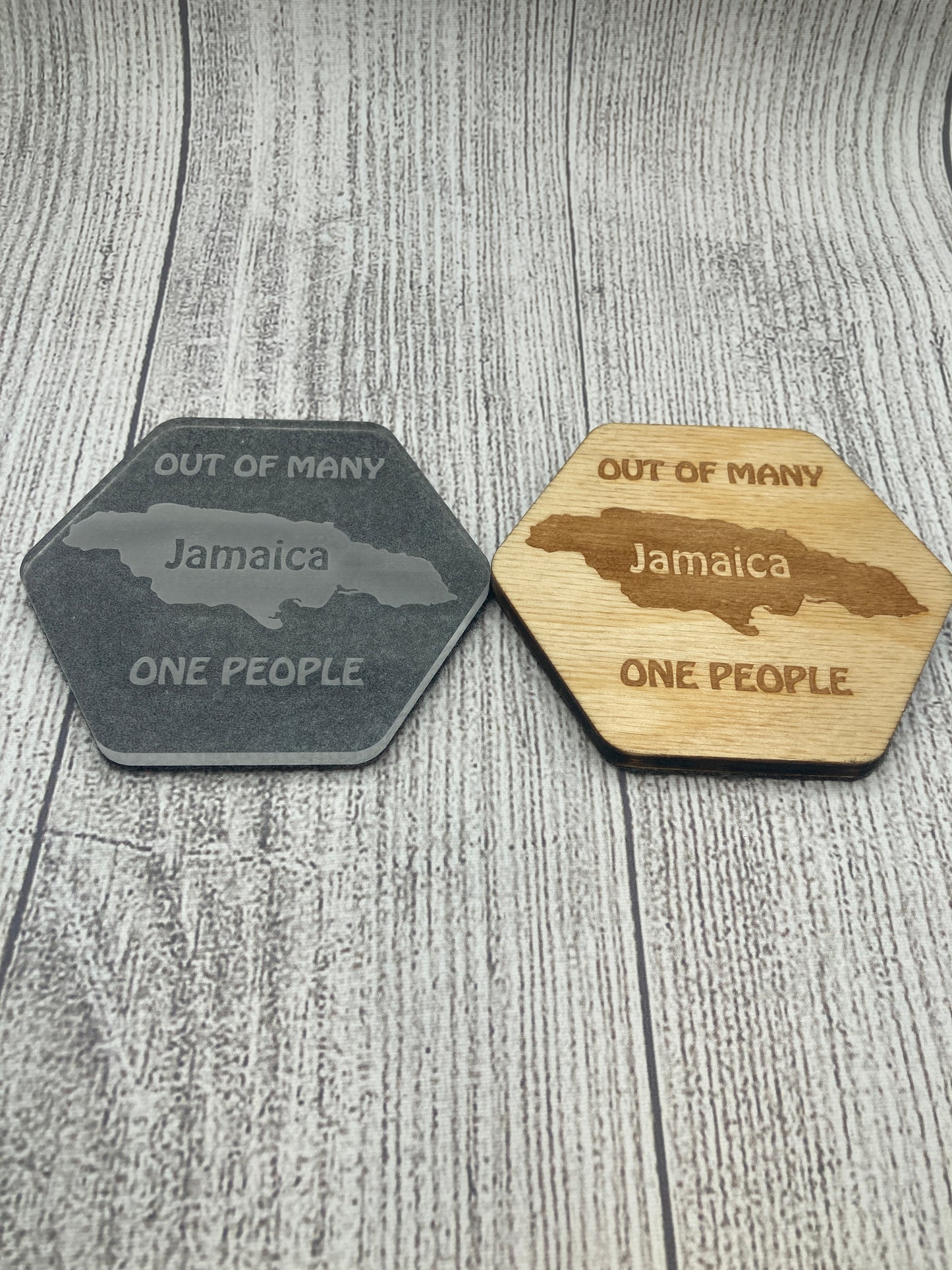 Jamaica Coaster Set with Holder: Out of Many, One People