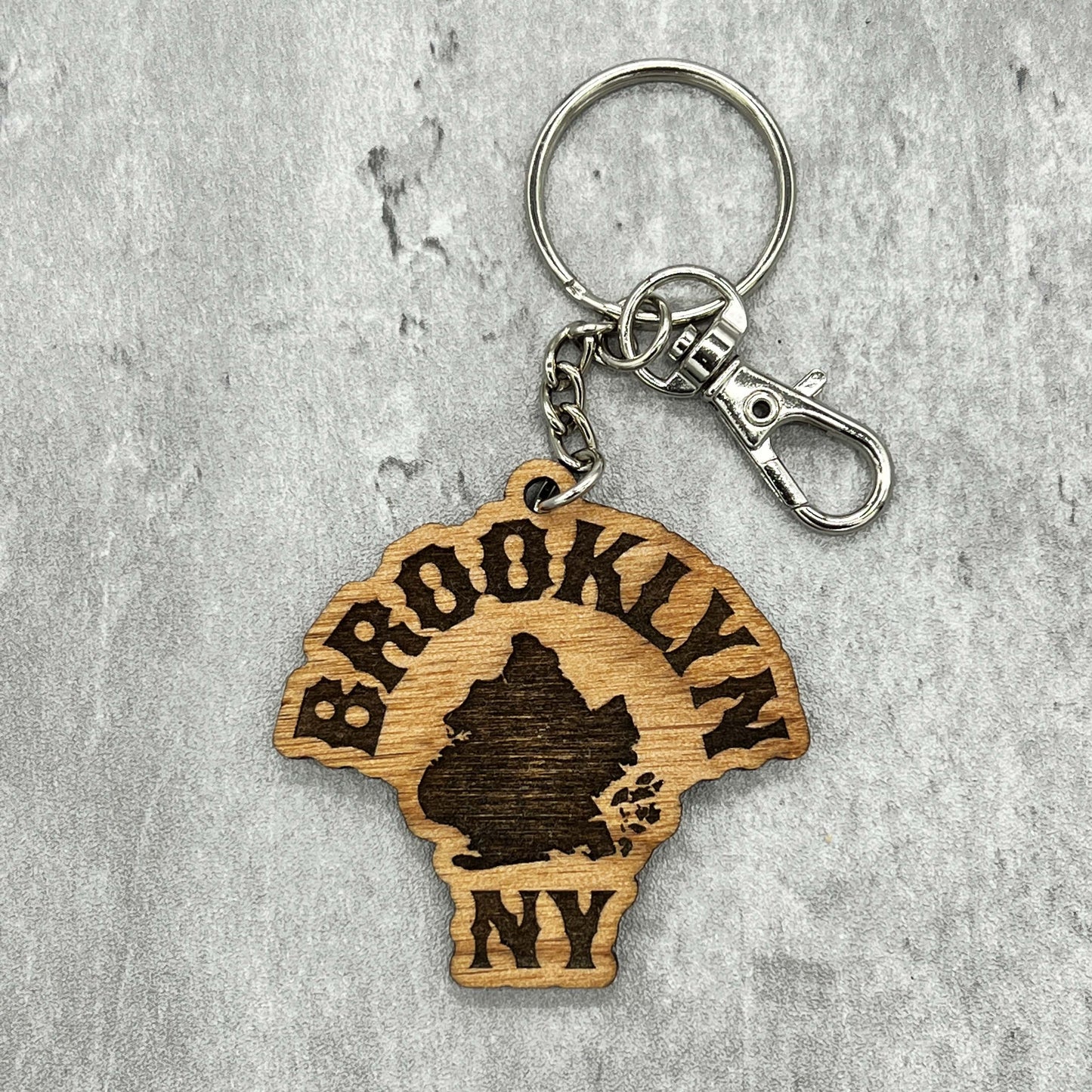 Brooklyn NY Wood Keychain