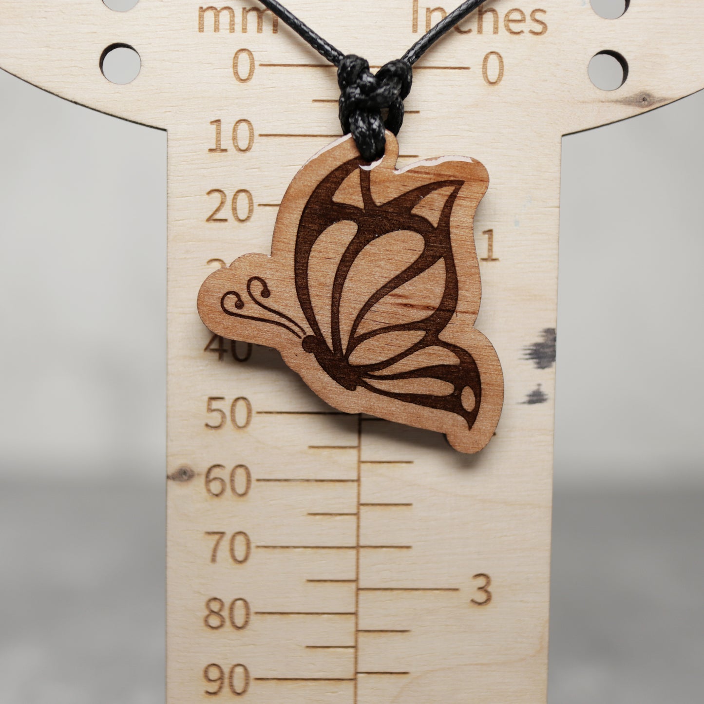 Butterfly Wood Necklace with Adjustable Cord