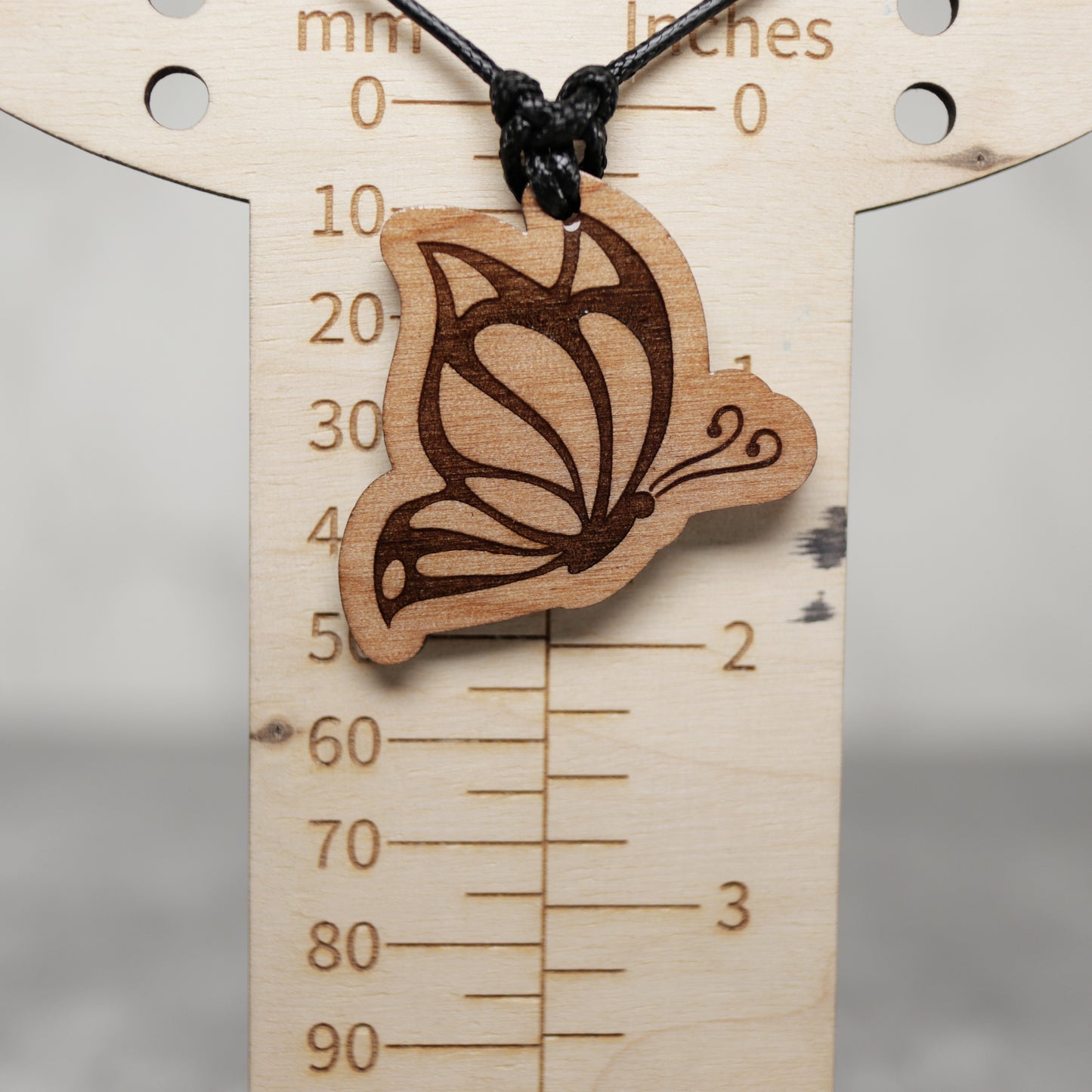 Butterfly Wood Necklace with Adjustable Cord