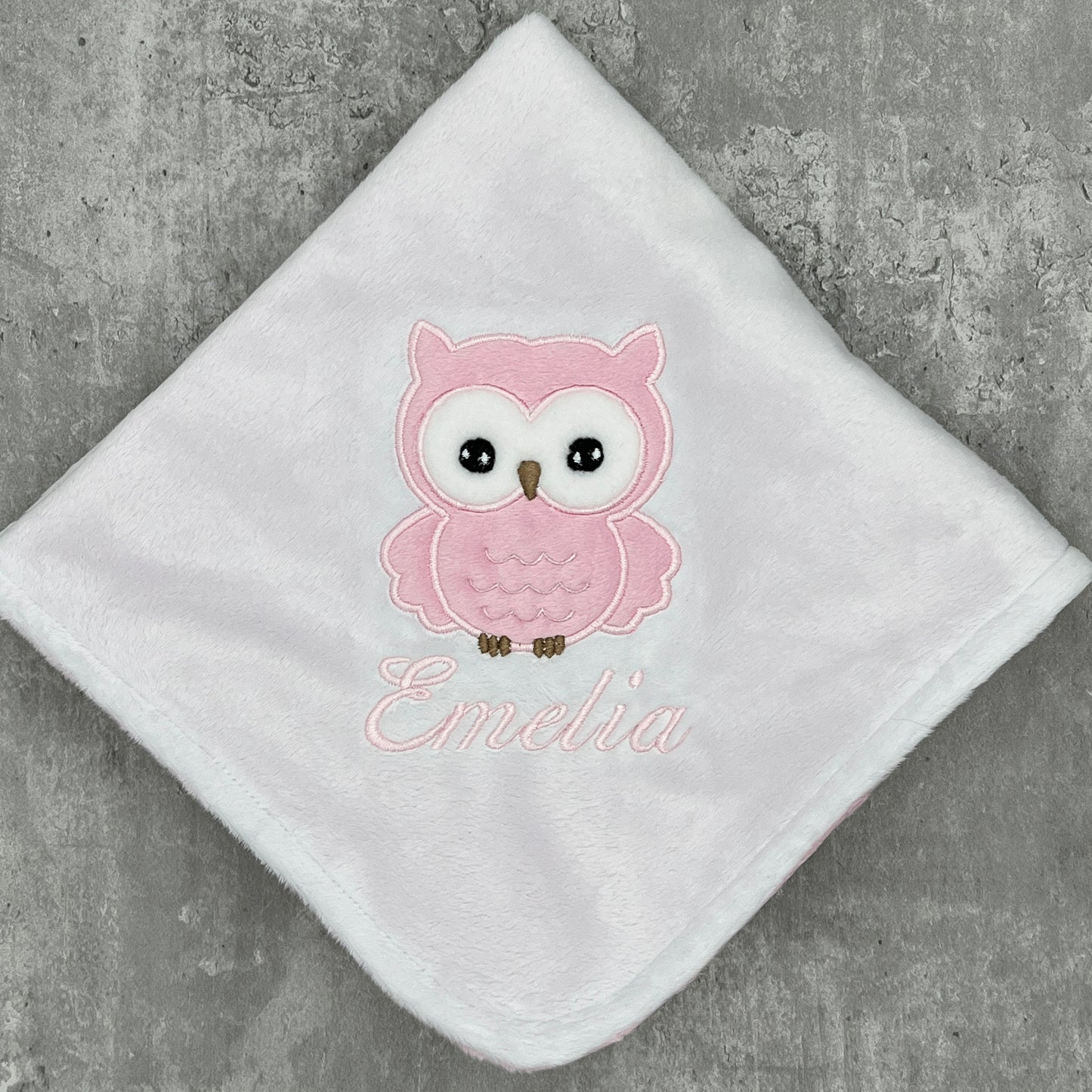Personalize Owl Baby Minky Baby Blanket