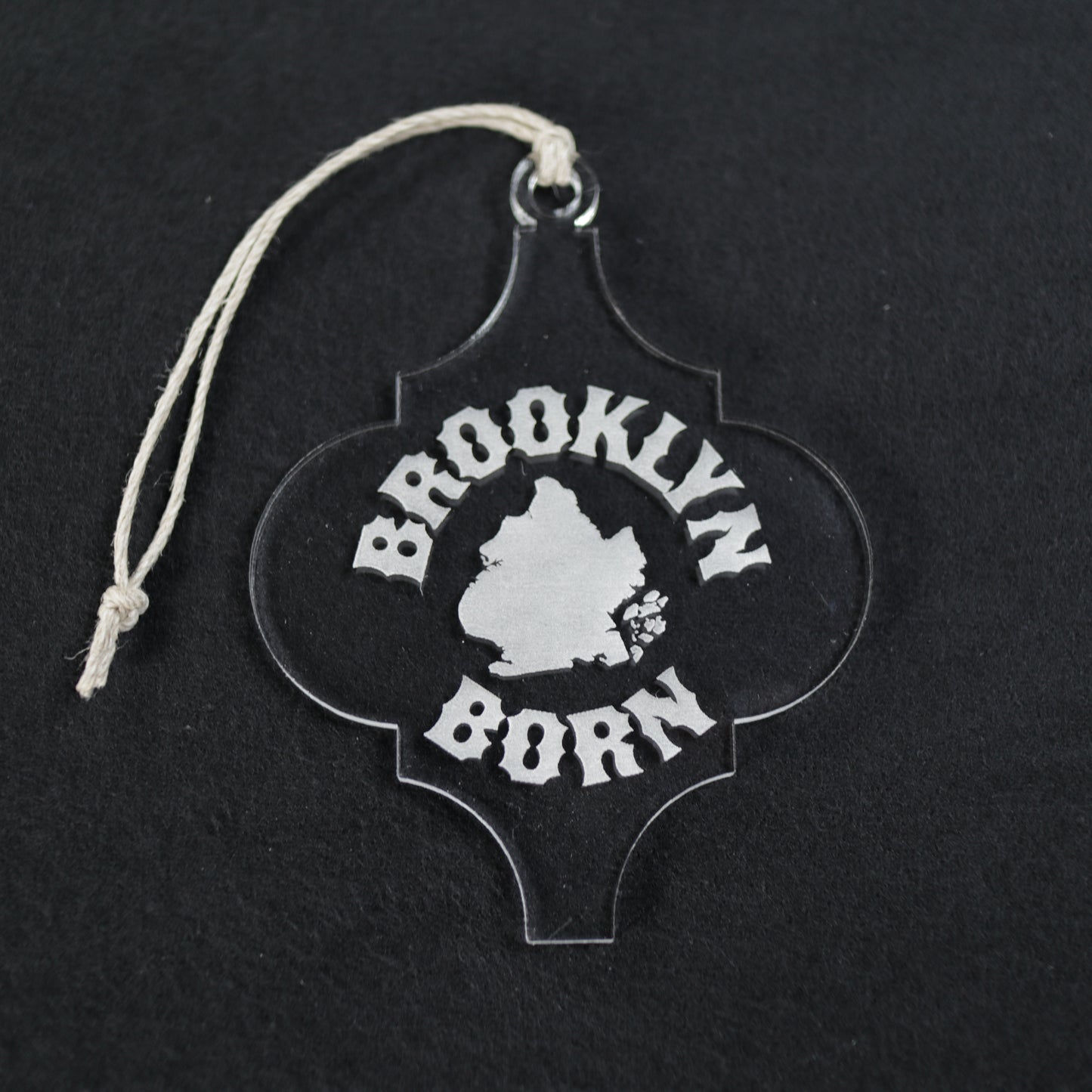 Brooklyn Born Wood or Acrylic Lamp Shaped Christmas Tree Ornament Version 1