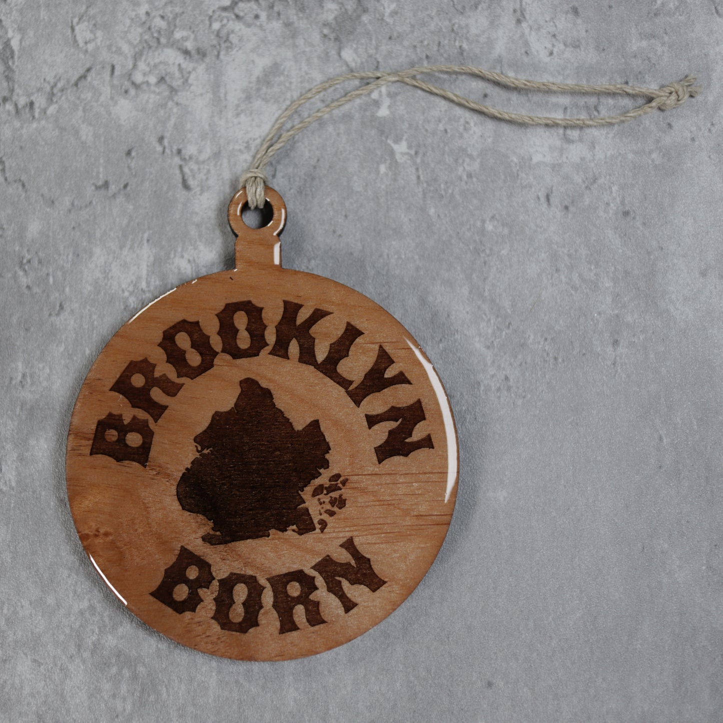 Brooklyn NY Born Wood or Acrylic Round Christmas Tree Ornament