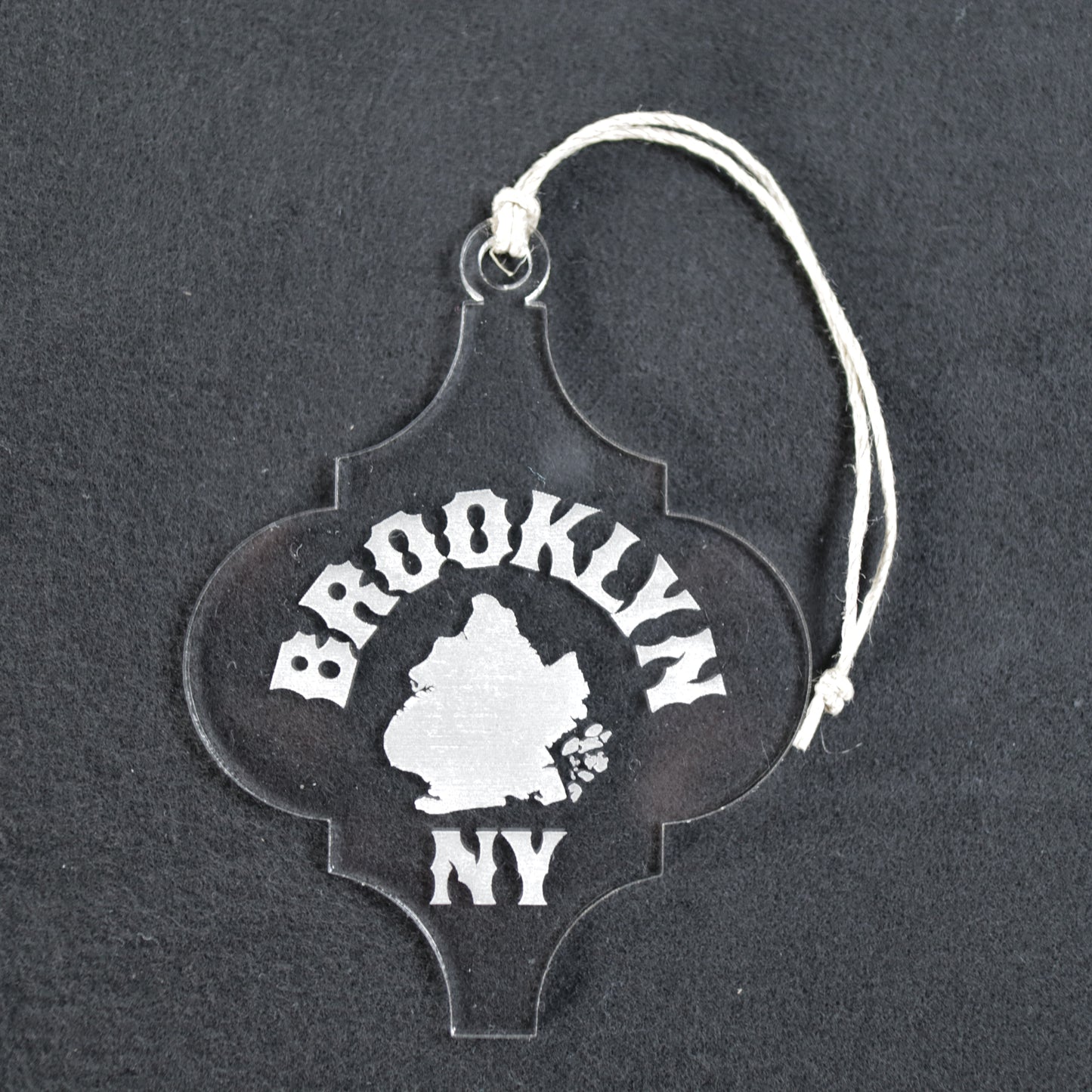 Brooklyn NY Wood or Acrylic Lamp Shaped Christmas Tree Ornament Version 1