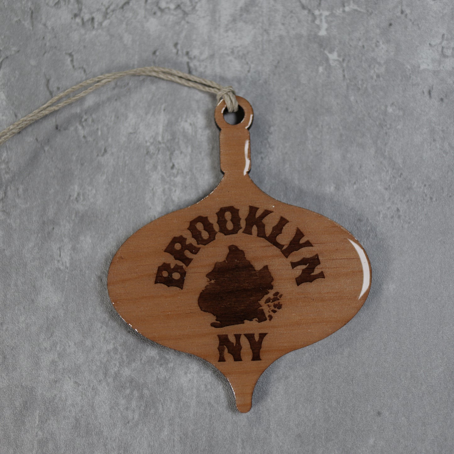 Brooklyn NY Wood or Acrylic Lamp Shaped Christmas Tree Ornament Version 2