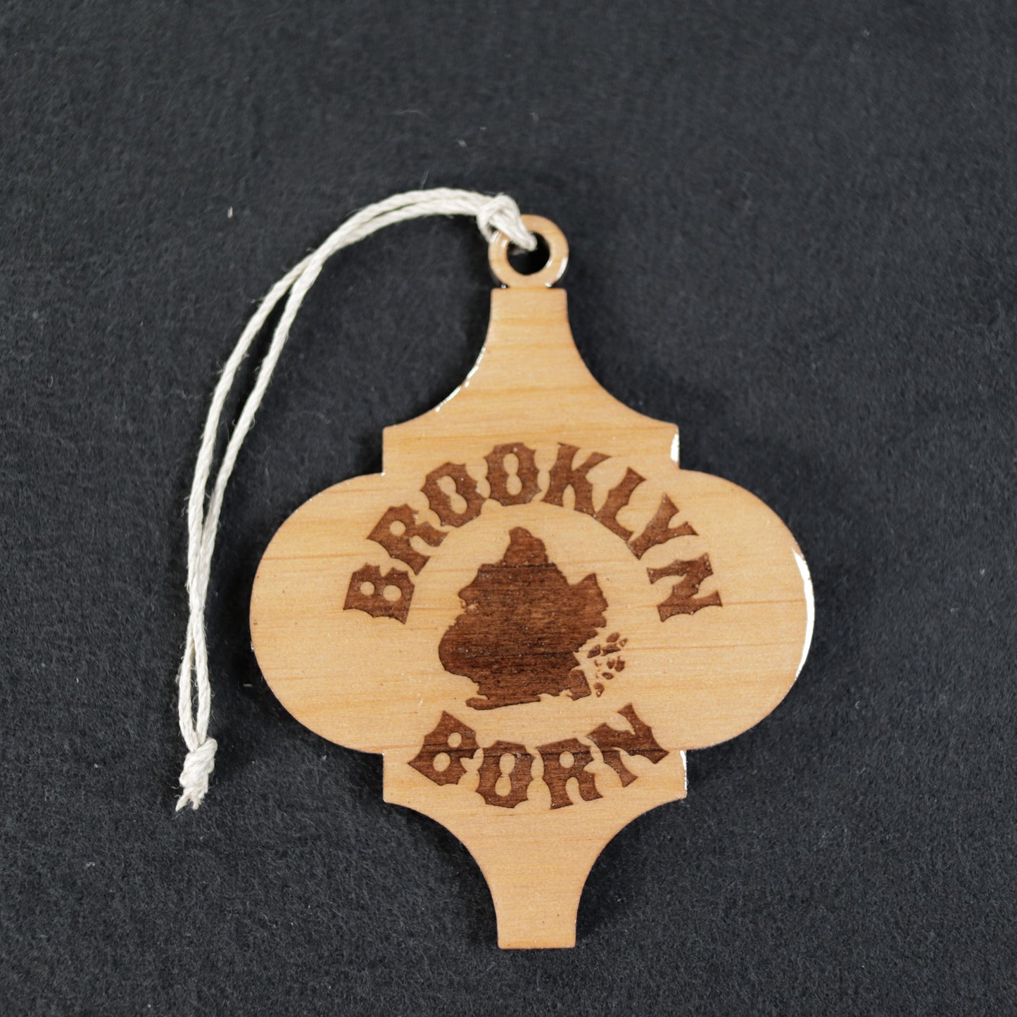 Brooklyn Born Wood or Acrylic Lamp Shaped Christmas Tree Ornament Version 1