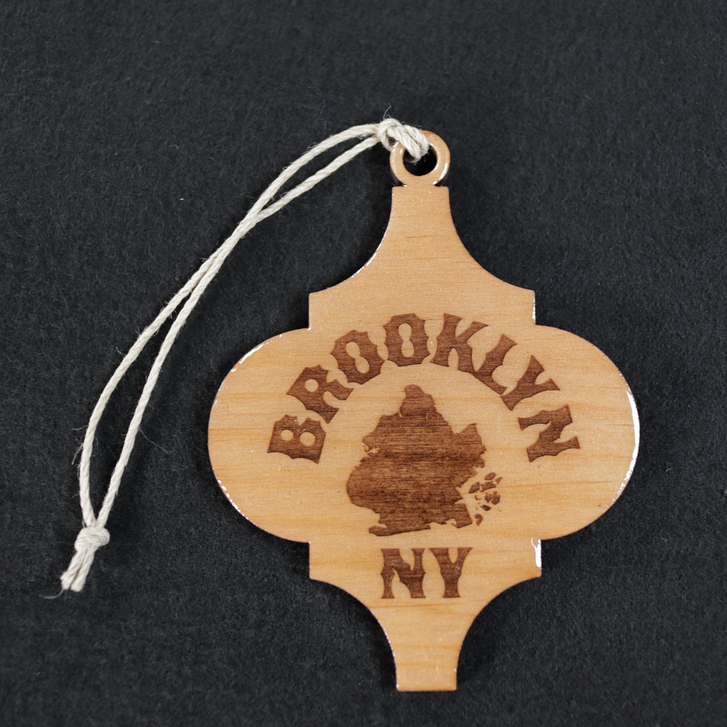 Brooklyn NY Wood or Acrylic Lamp Shaped Christmas Tree Ornament Version 1