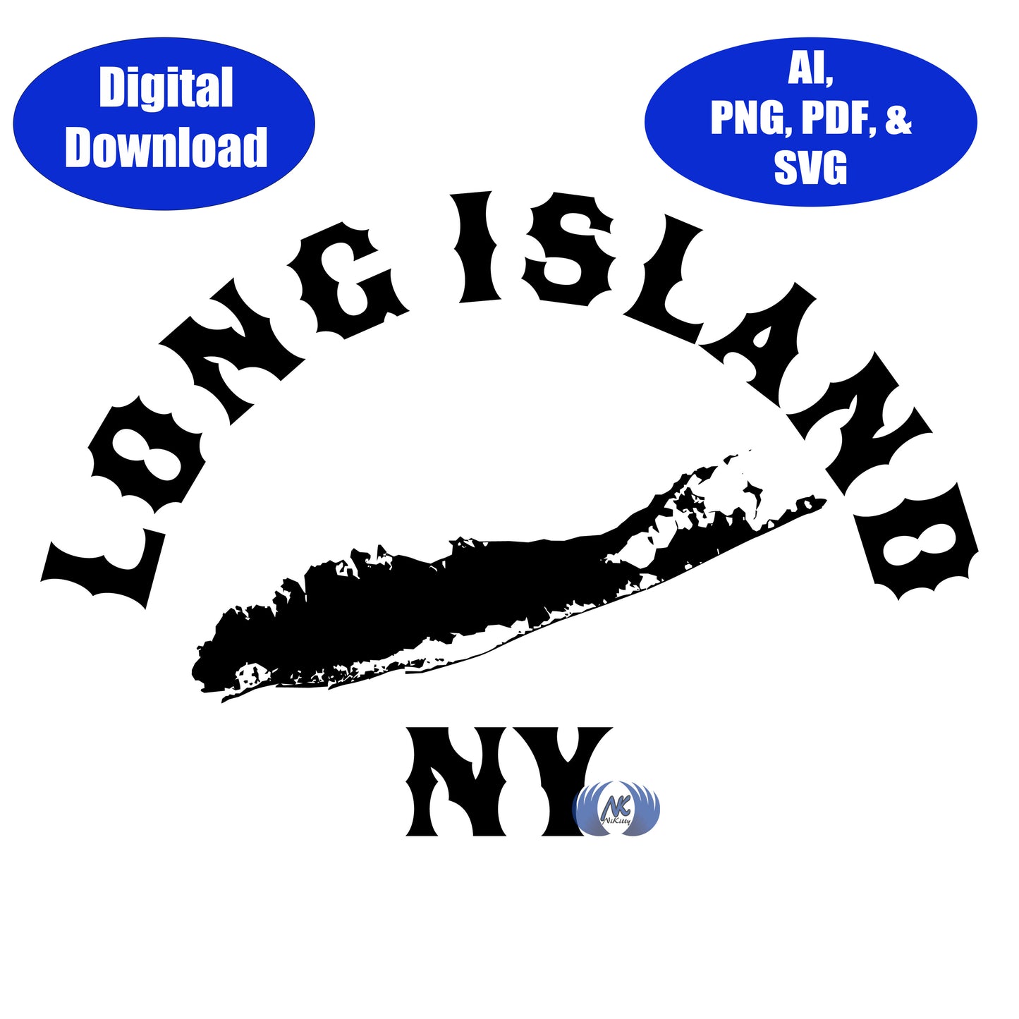 Long Island New York SVG, DXF, Adobe Illustrator & PNG Download Version 1