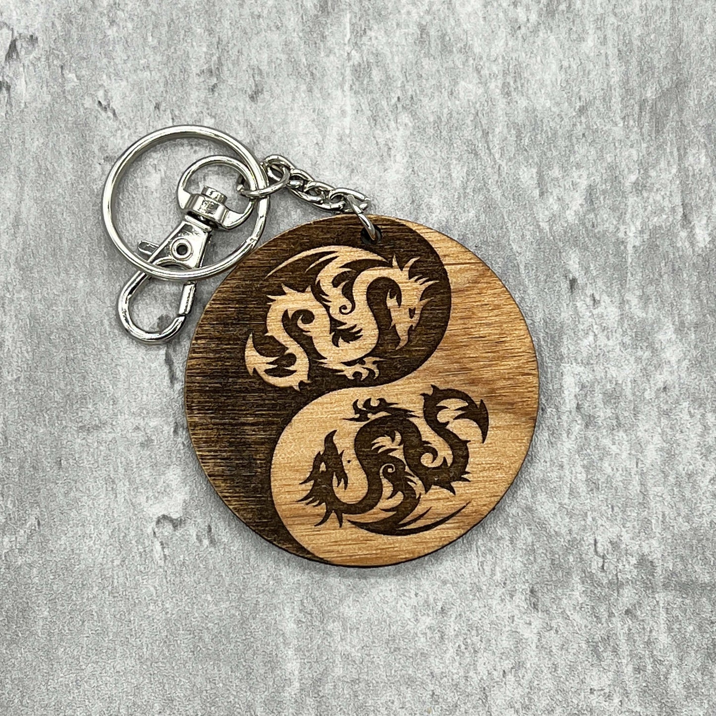 Yin Yang Dragon Keychain