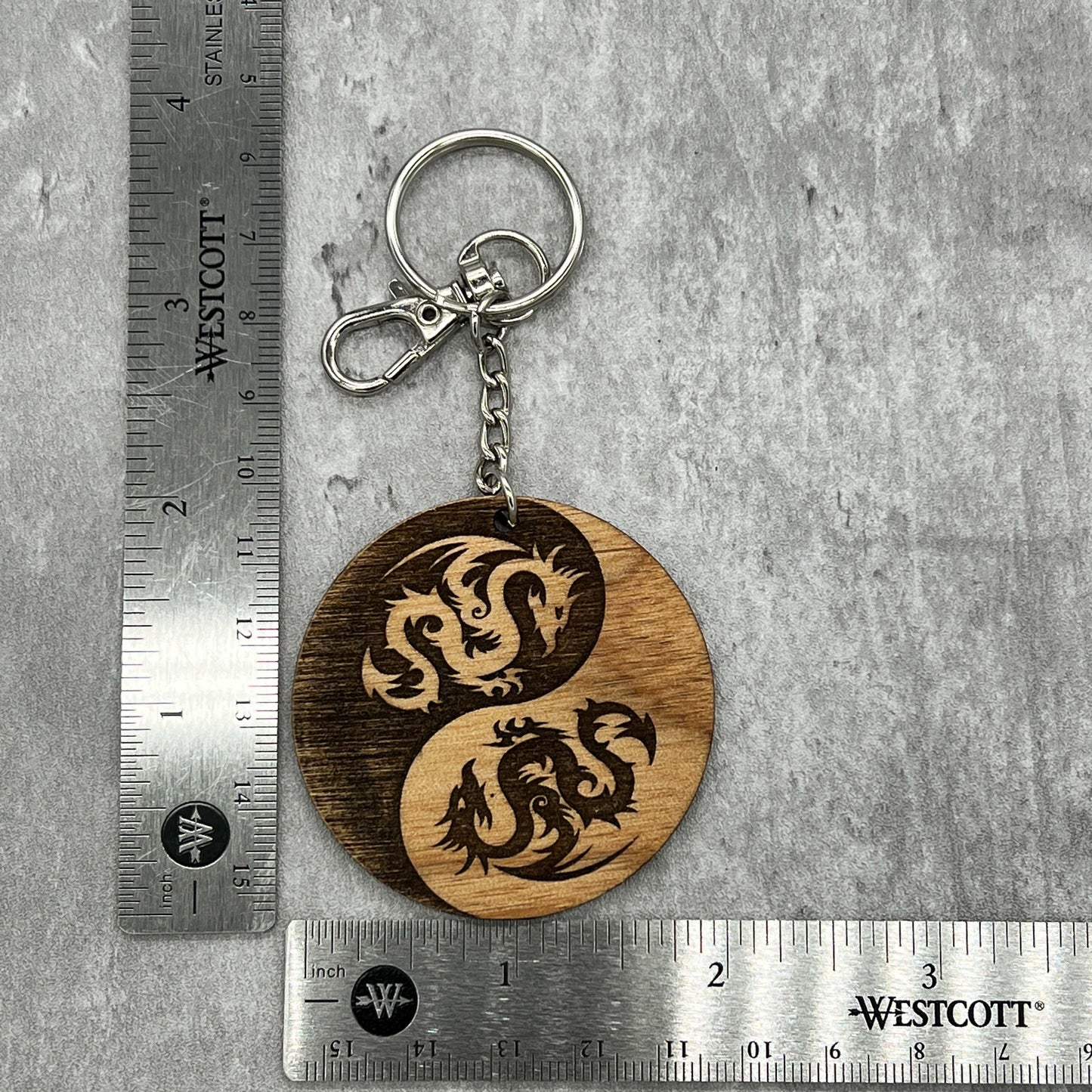 Yin Yang Dragon Keychain